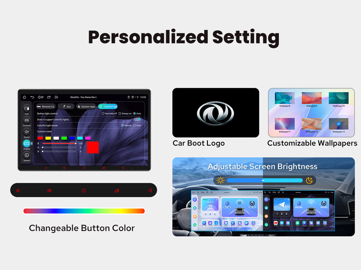 JOYING 13.3″ Single Din IPS Touchscreen Car Stereo 1080P 8+128GB 8-Core Radio FM