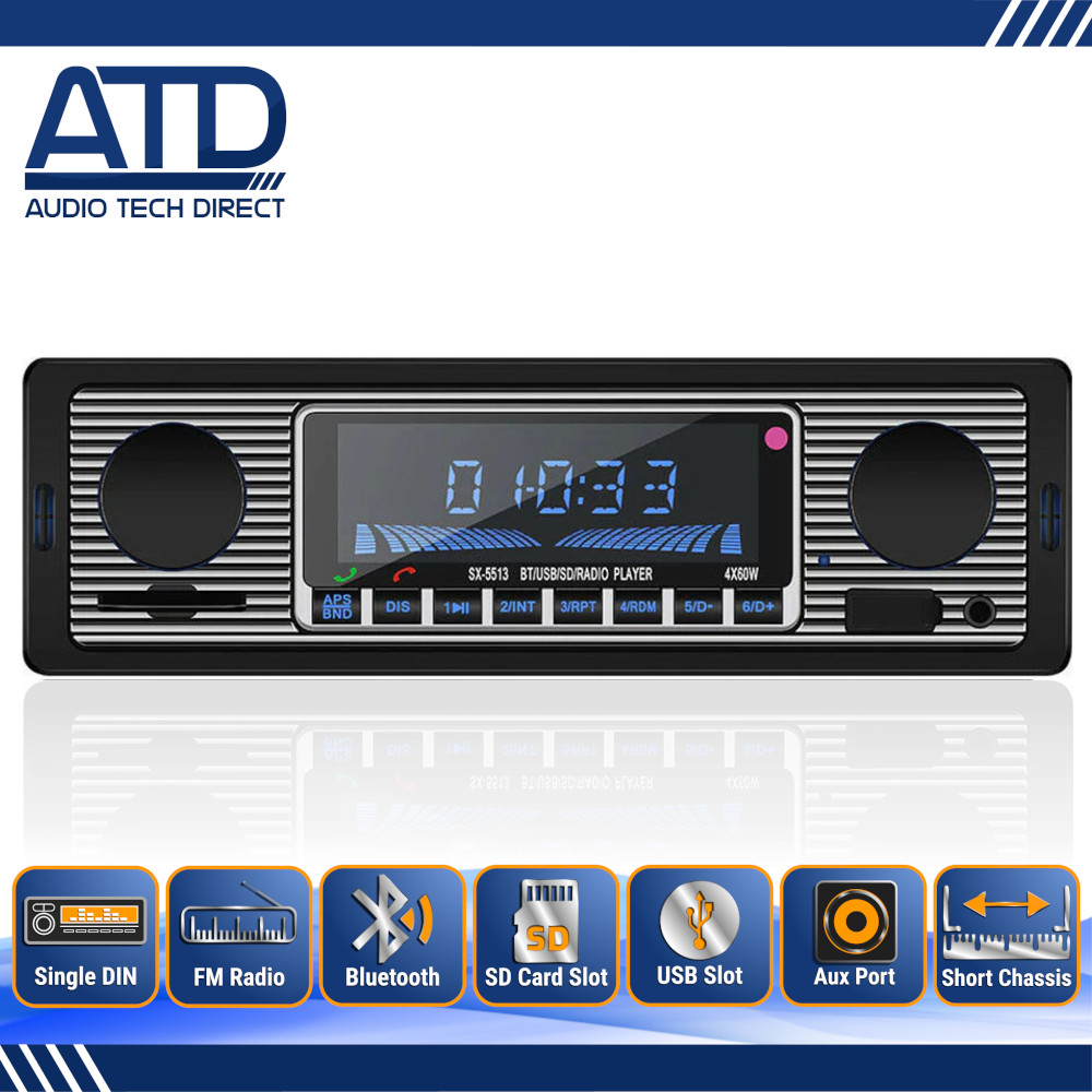Retro Car Bluetooth Compatible Radio MP3 Player Stereo USB/AUX/SD/ISO/FM Classic