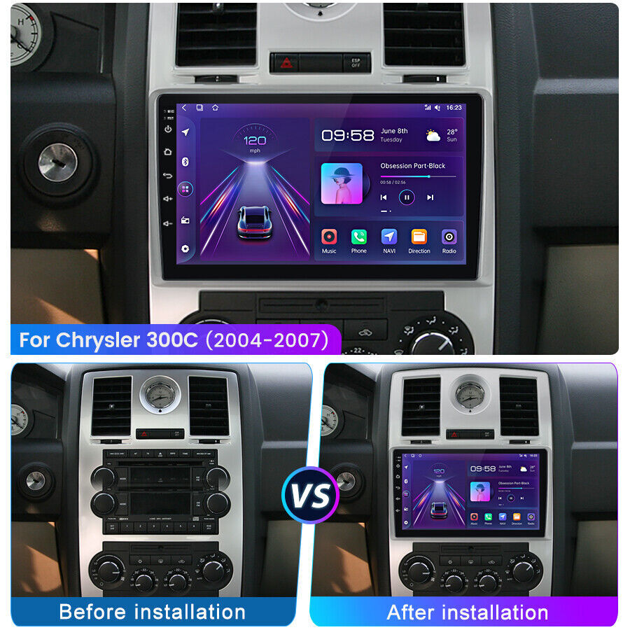 For 2004-2007 Chrysler 300C Android 13.0 CarPlay Car Stereo Radio GPS Navi WiFi