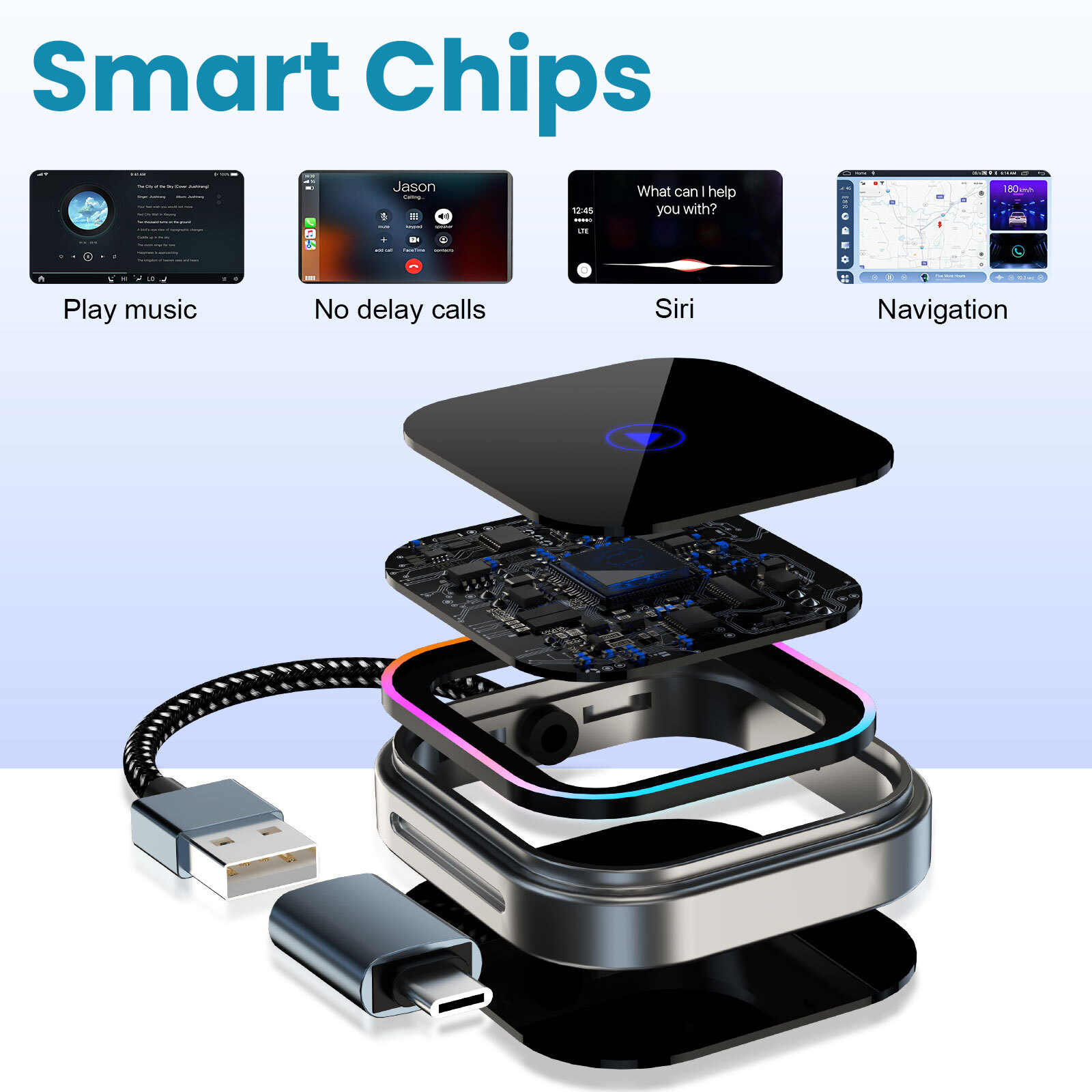2 in 1 Wireless Carplay Adapter, Wireless Carplay and Android Auto Adapter 5.0