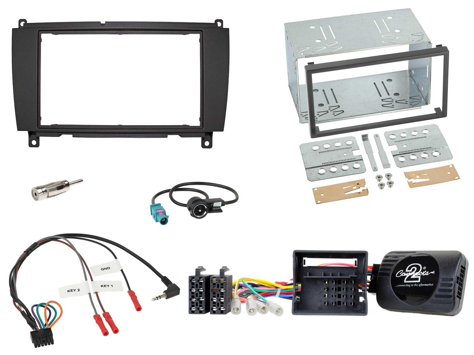 Kenwood DAB USB Bluetooth 2DIN Steering Wheel Car Stereo for Mercedes CLK A209 C209 2004