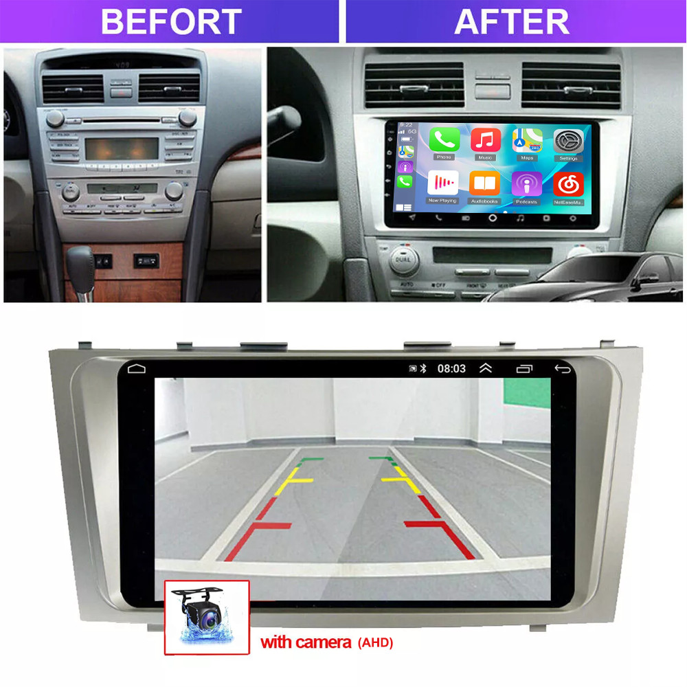Android 12 Apple CarPlay GPS Navi For Toyota Camry 2007-2011 Car Stereo Radio