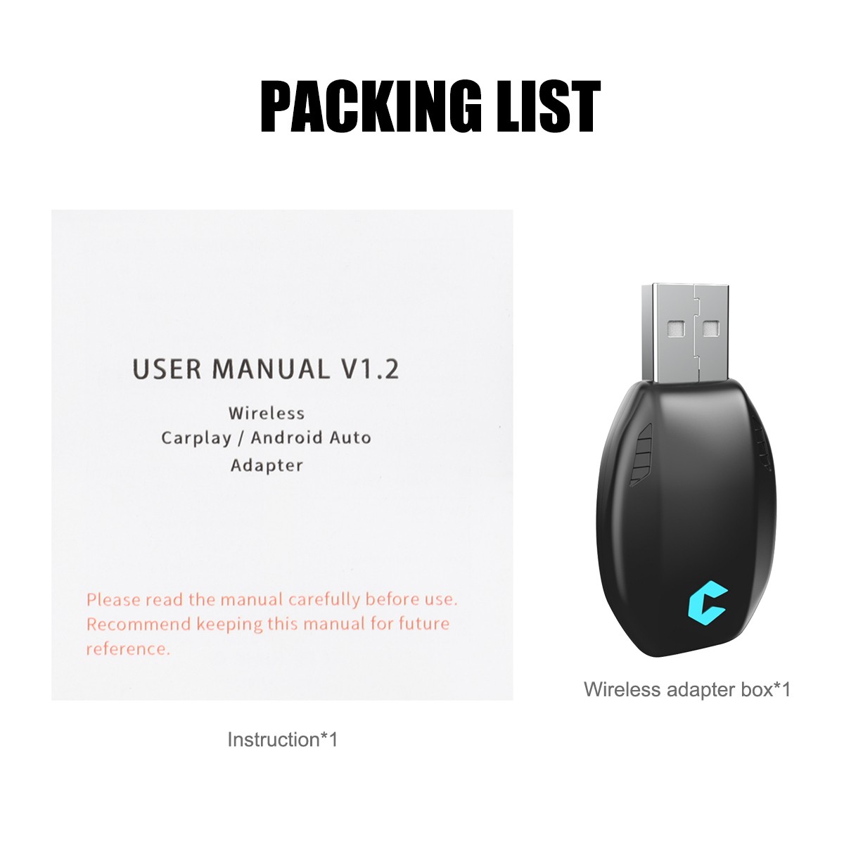 2-in-1 Wireless Android Auto Adapter Carplay Adapter USB Car Dongle Connect Box