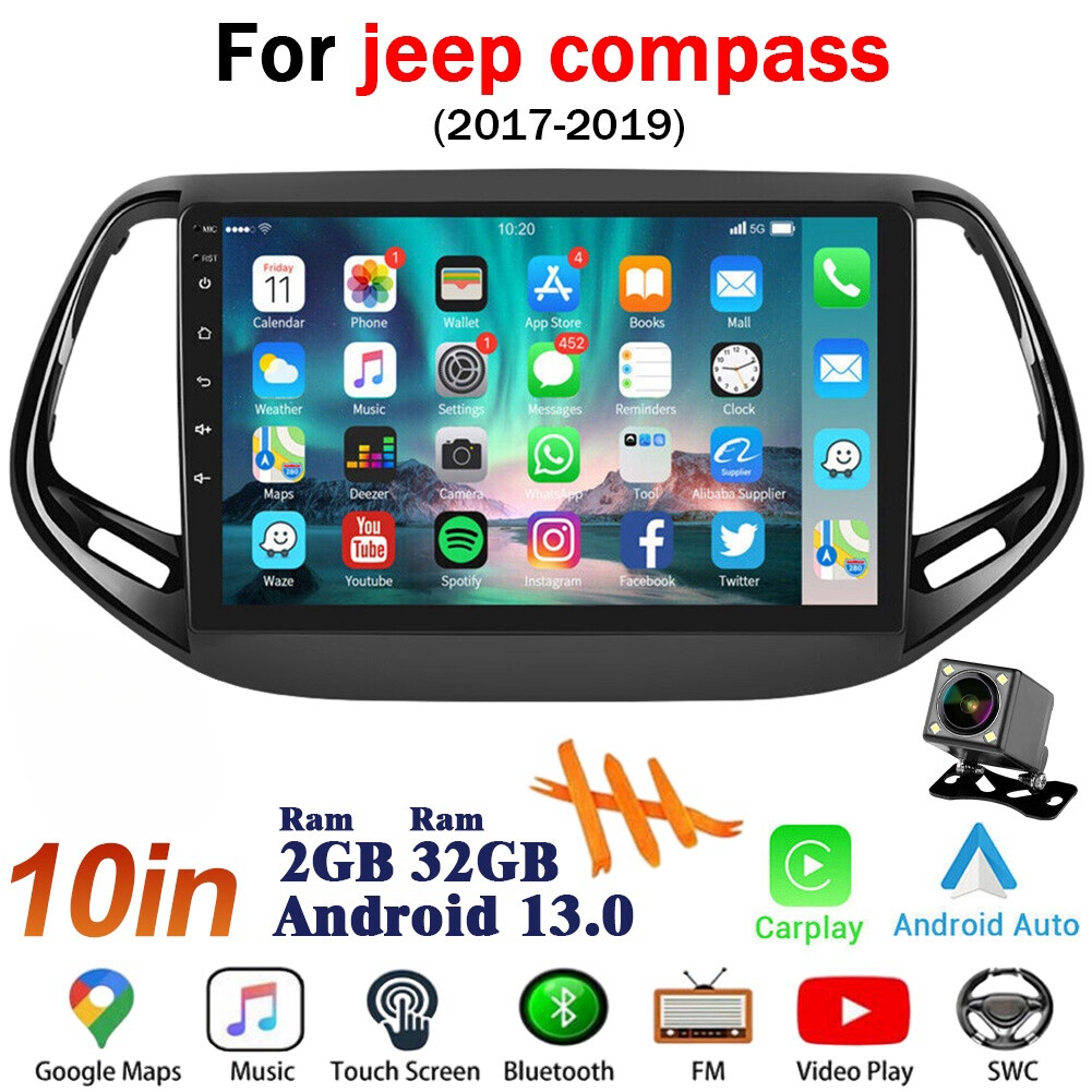 10″ For Jeep Compass 2017-2019 Android 15 Car Stereo Radio CarPlay GPS Navi 32G