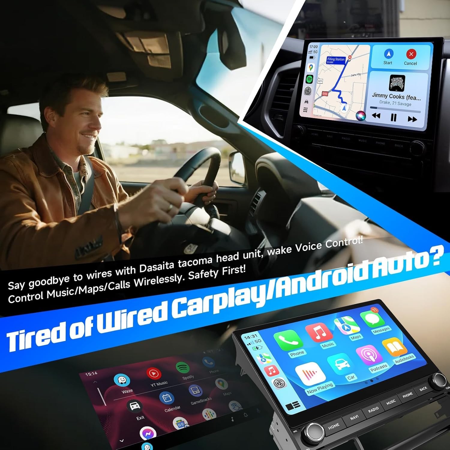 Dasaita 10.2″ Car Radio for Toyota Tacoma 2005-2015 CarPlay Built-in Navigation