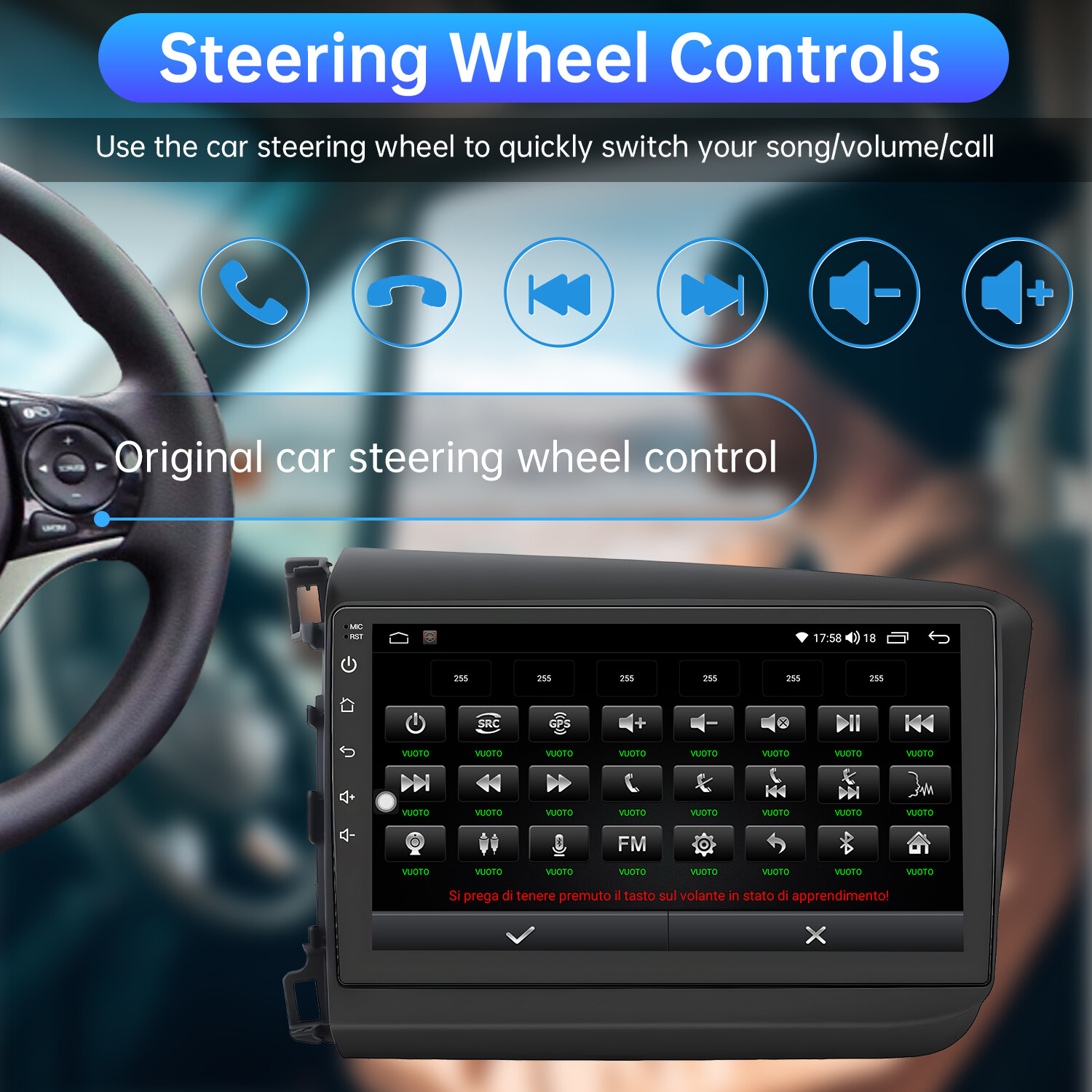 Big Screen Radio For Honda Civic 2012 Android 12 Car Stereo Apple CarPlay