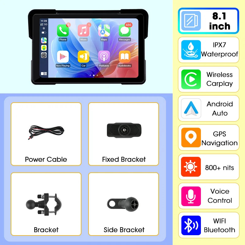 Jansite Motorcycle Display Screen Carplay Moto Navigation Portable Digital BT