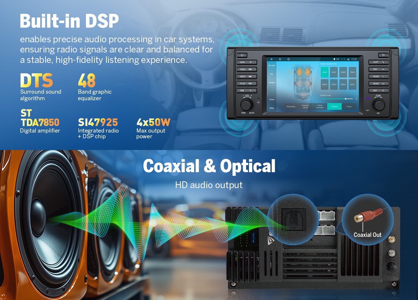 7″ QLED 6+64 Android 14 GPS Sat Nav Car Stereo CarPlay DSP for BMW E39 528i 530i