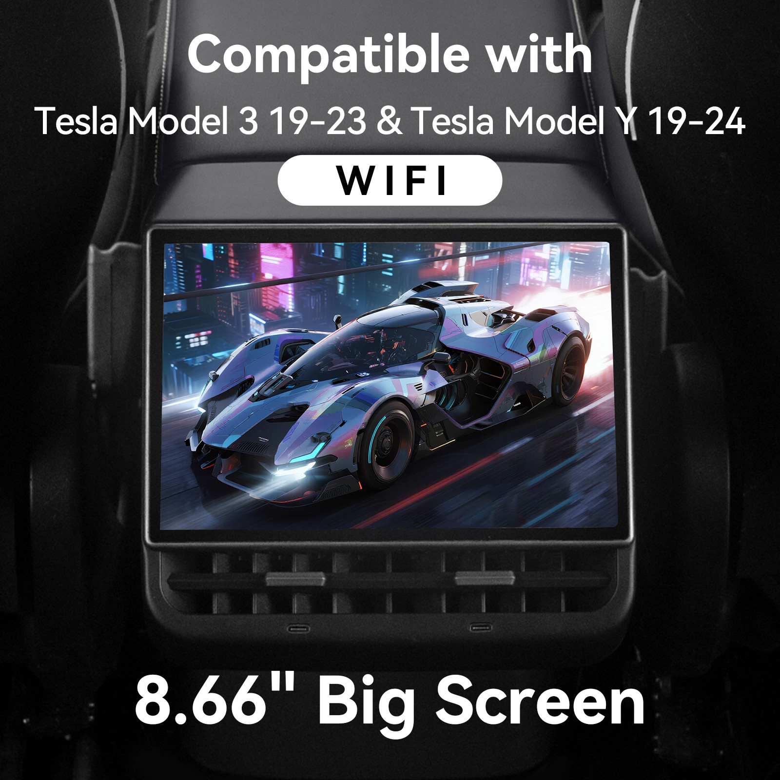 8.66 Inch Rear Display Screen Compatible with Tesla Model 3 19-23&Y 19-24 4+64G