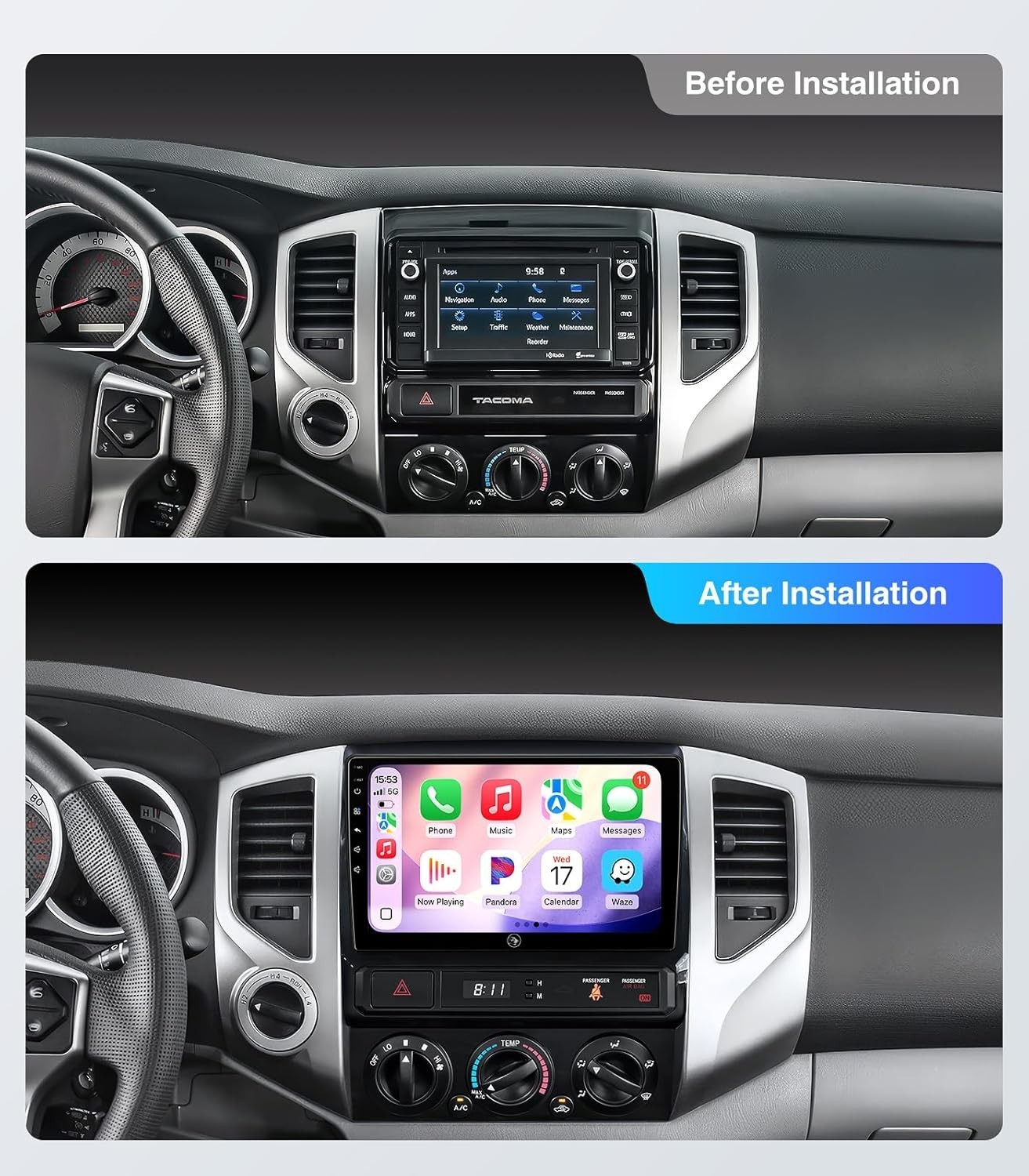 9″ 4+64G Car Radio Dash Kit for Toyota Tacoma 2005-15 Stereo Upgrade Head Unit