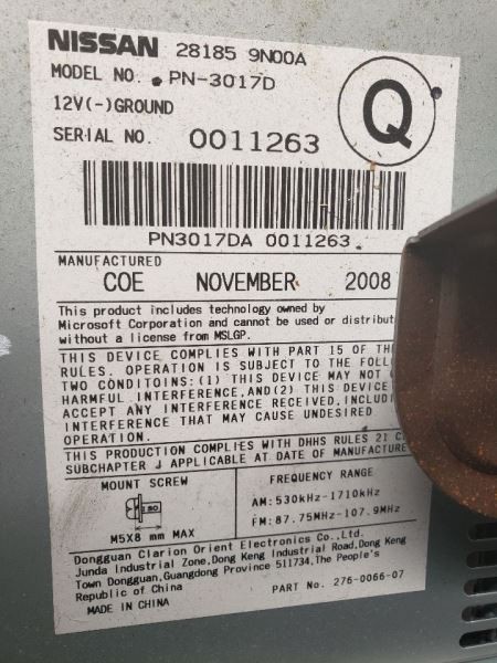 2009-2010 Nissan Maxima Radio Standard System Stereo Receiver OEM 1249846