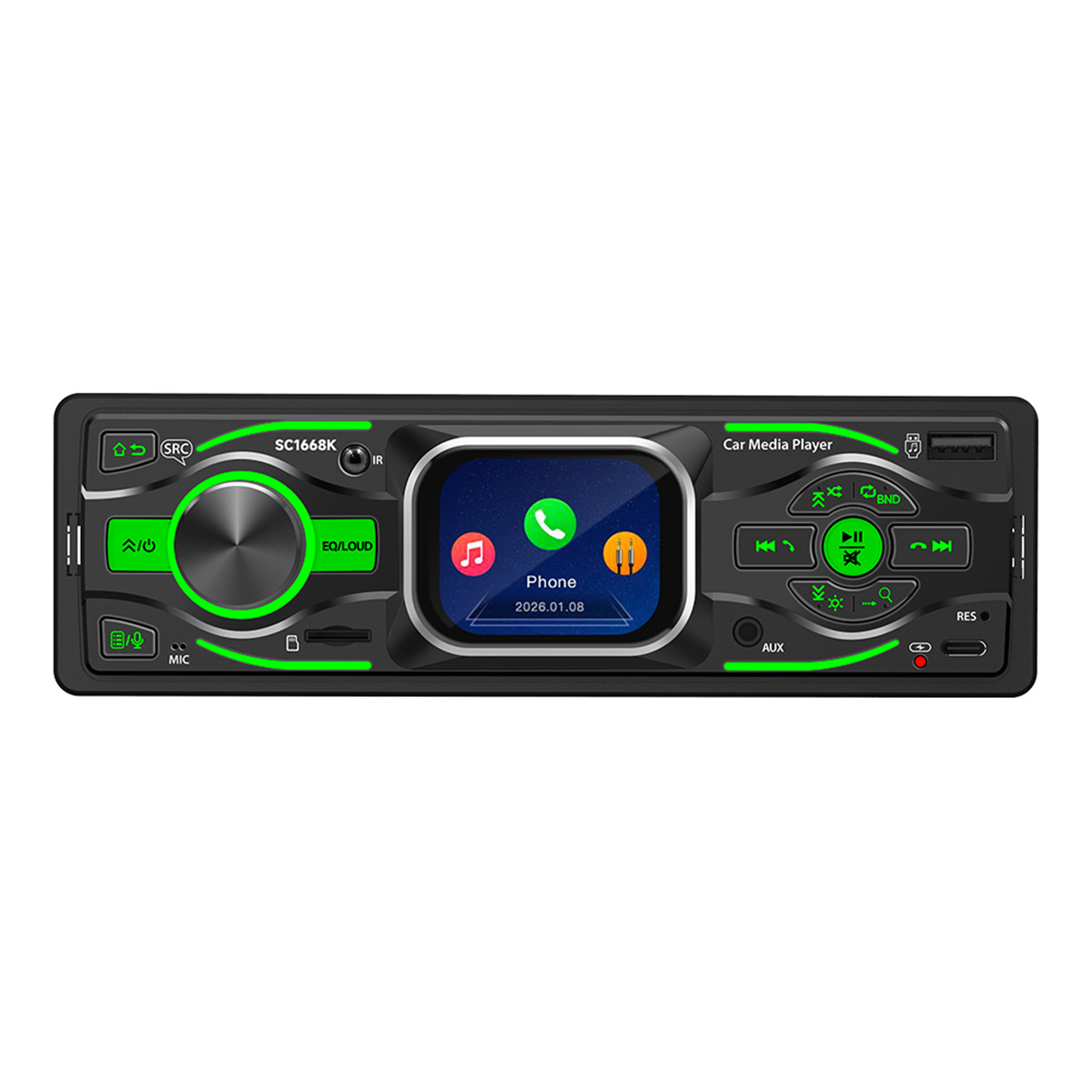 2.2in Touch Screen Car Stereo Radio MP3 Player Bluetooth RCA USB Type-c Charging