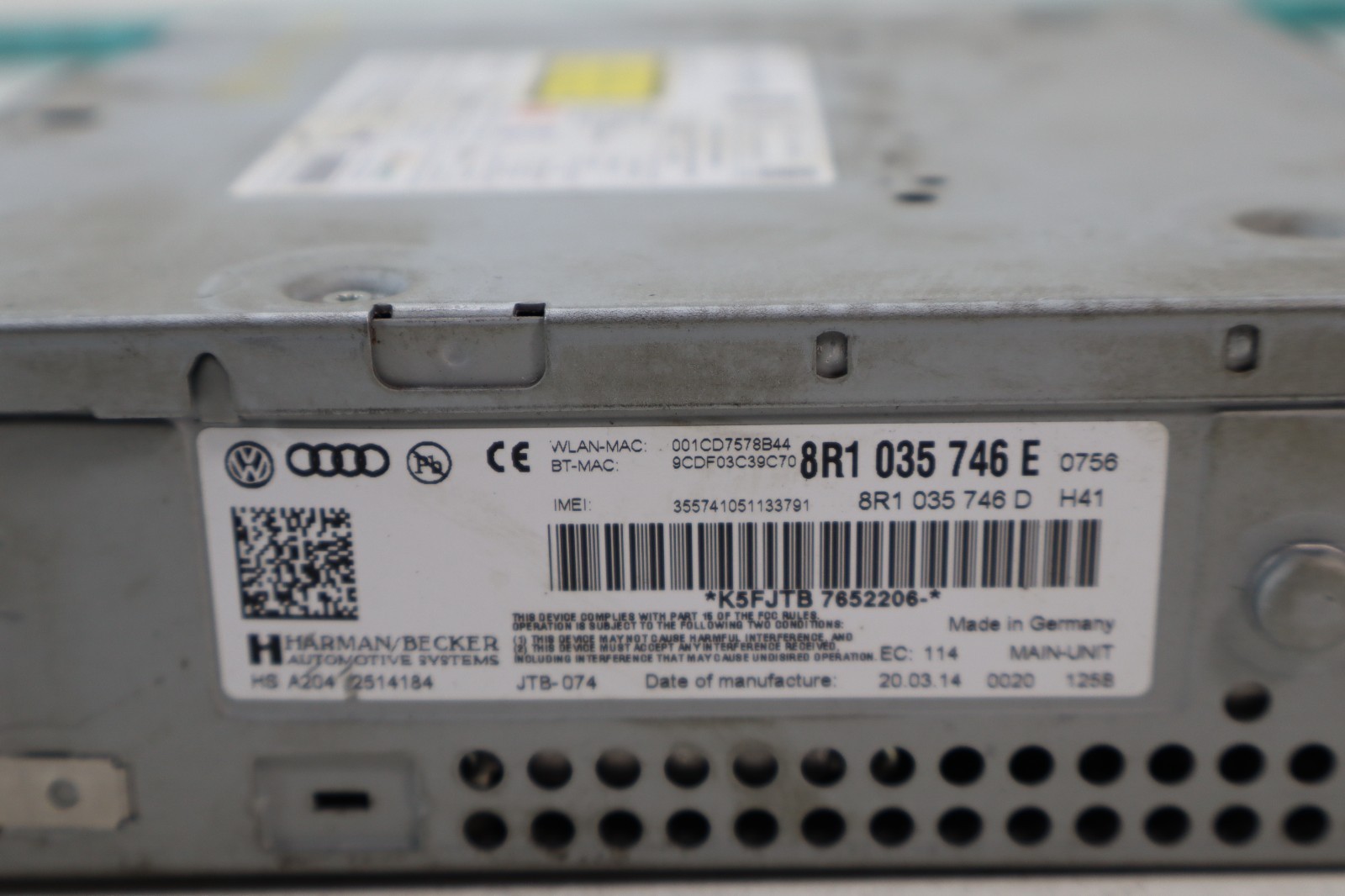 2013-2016 Audi Q5 CD DVD Audio Radio Multimedia Player Receiver 8R1035746E OEM