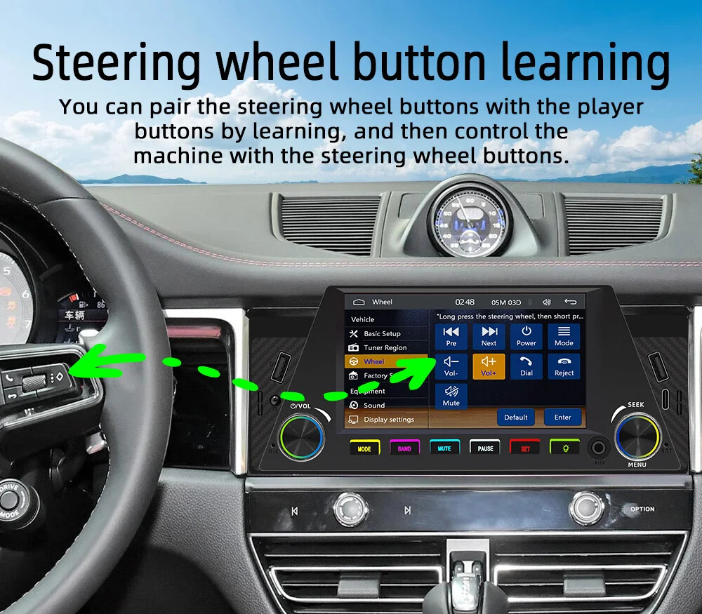 1Din 6.86 Inch Car Radio with Wireless Carplay Android Auto BT MP5 Multimedia