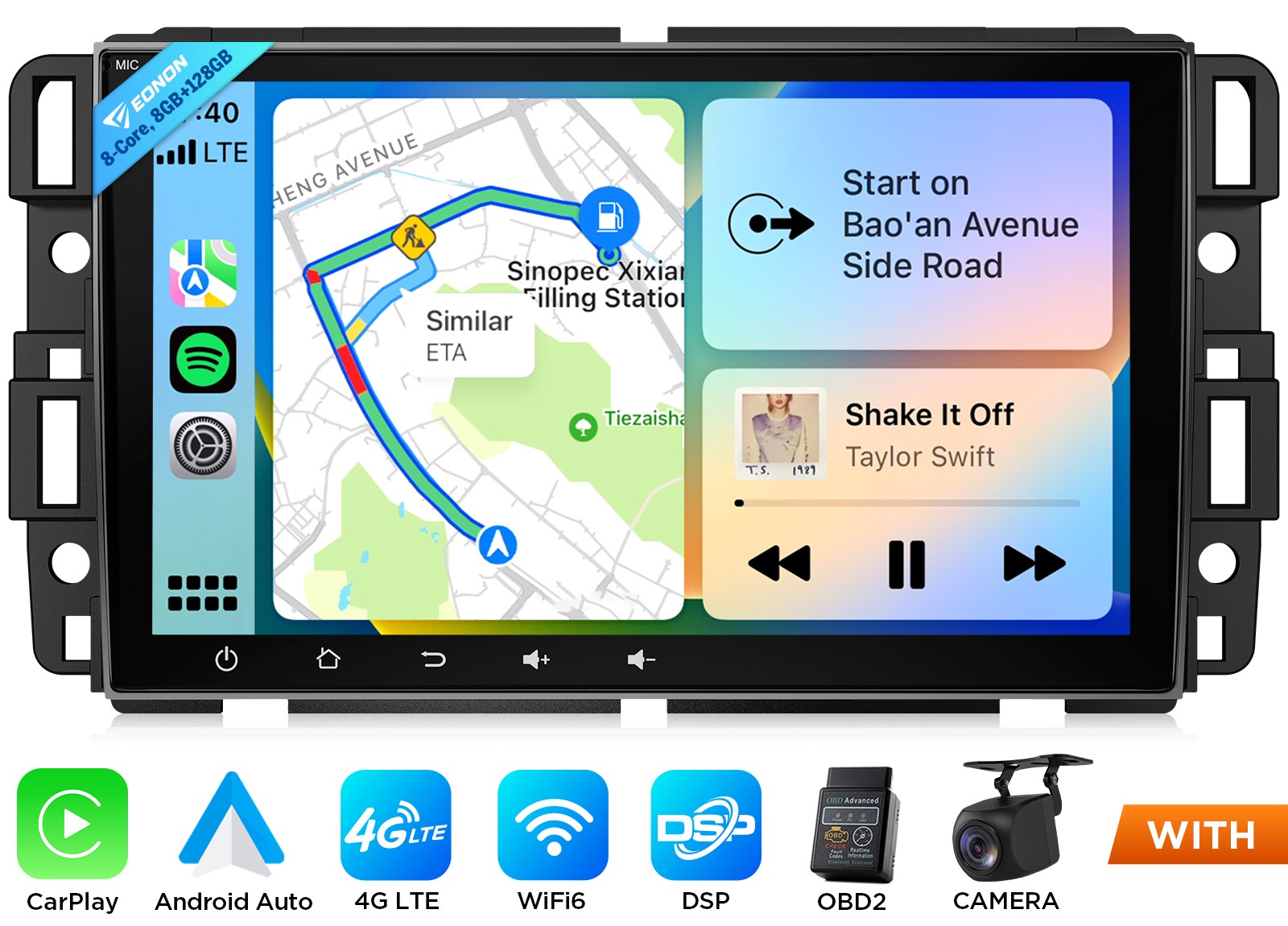 8″ Head Unit 8+128 Android 13 For Sierra HD Wireless CarPlay Car Stereo DSP WiFi