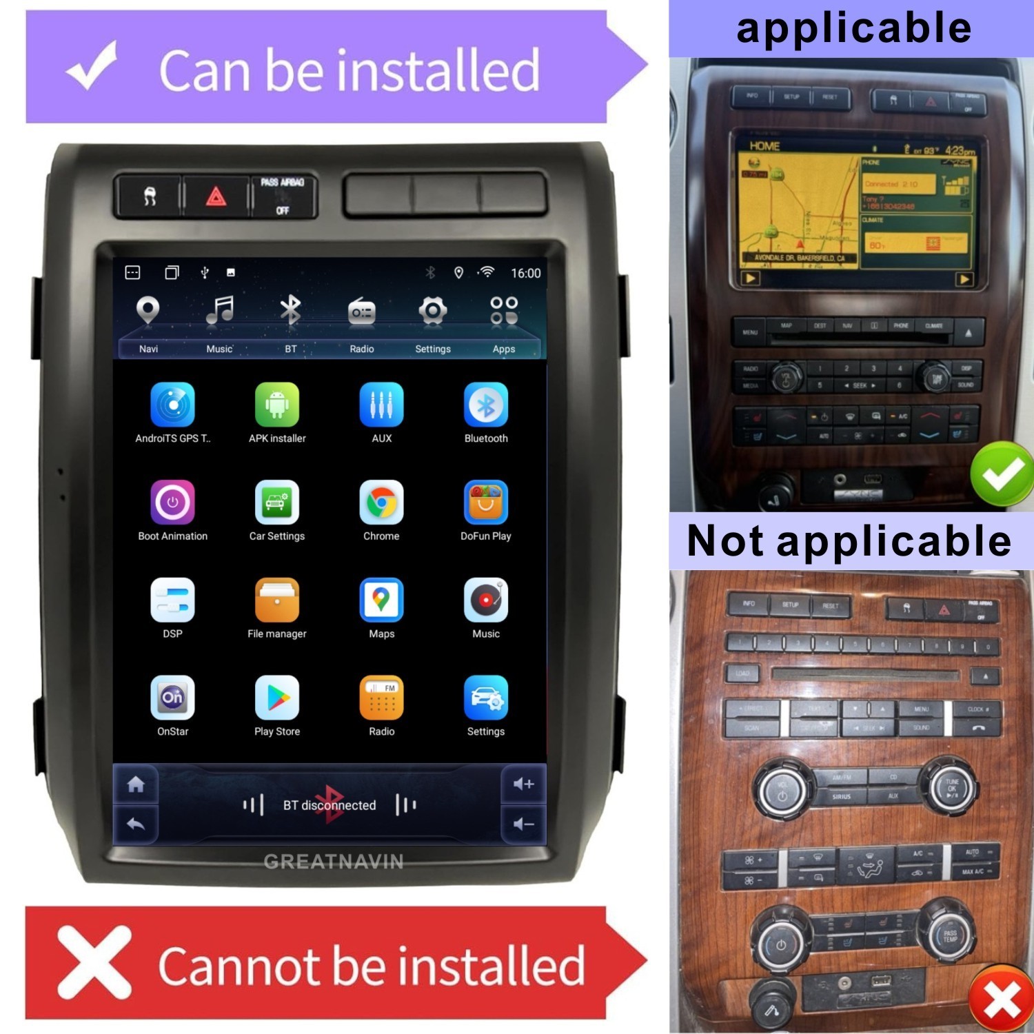 tesla bluetooth carplay For Ford F-150 2009-2012 GPS screen Radio WIFI Androind