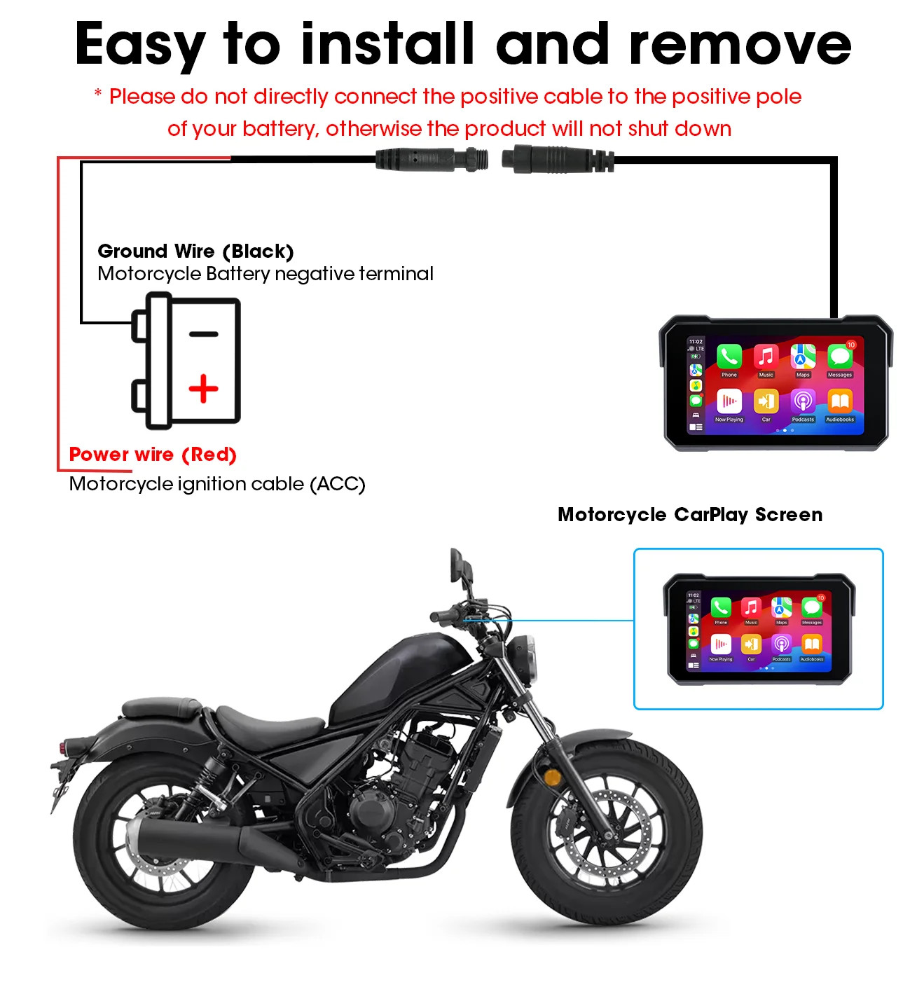 Jansite Motorcycle Display Screen Carplay Moto Navigation Portable Digital BT