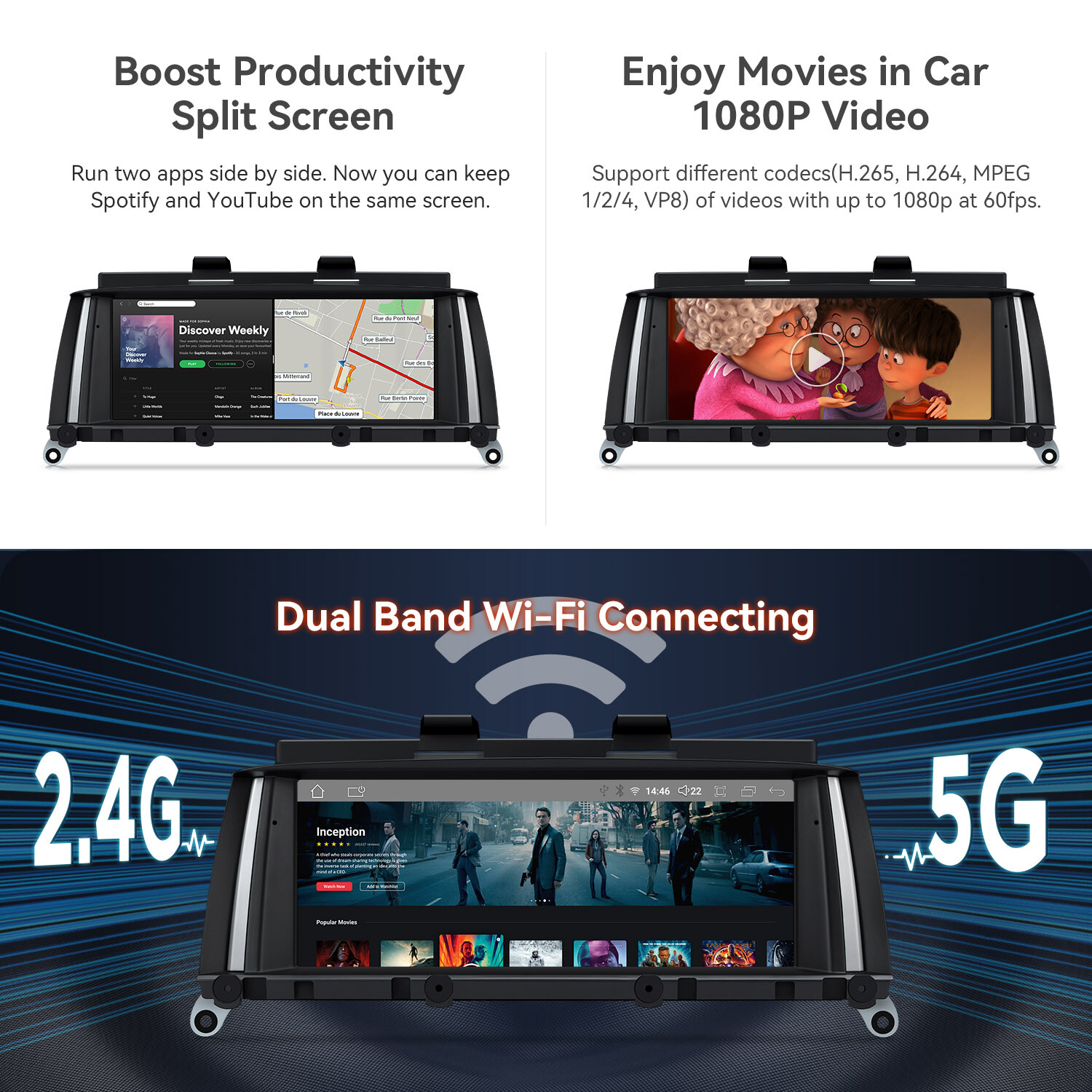 8.8″ Android 14 Car GPS Stereo 8Core 4+64GB CarPlay For BMW X3 F25 CIC 2011-2013