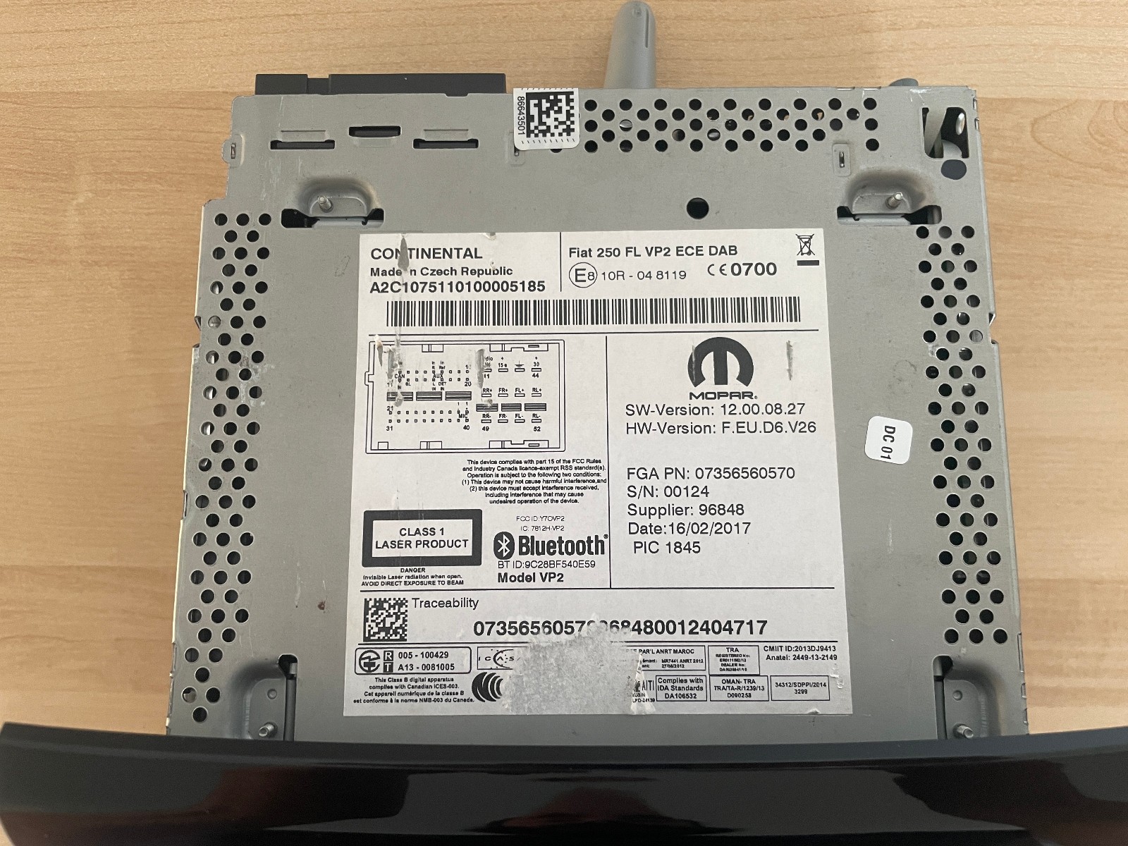 PEUGEOT BOXER RELAY DUCATO 2014-2024 07356560570 DAB RADIO / CD HEAD UNIT & CODE