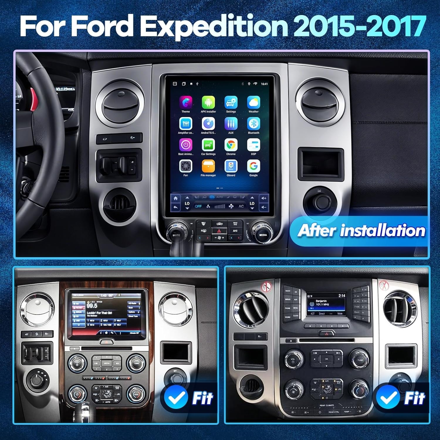 Radio for Ford Expedition Upgrade 2015-2017 8 Core Expedition Stereo 12.1 Inch