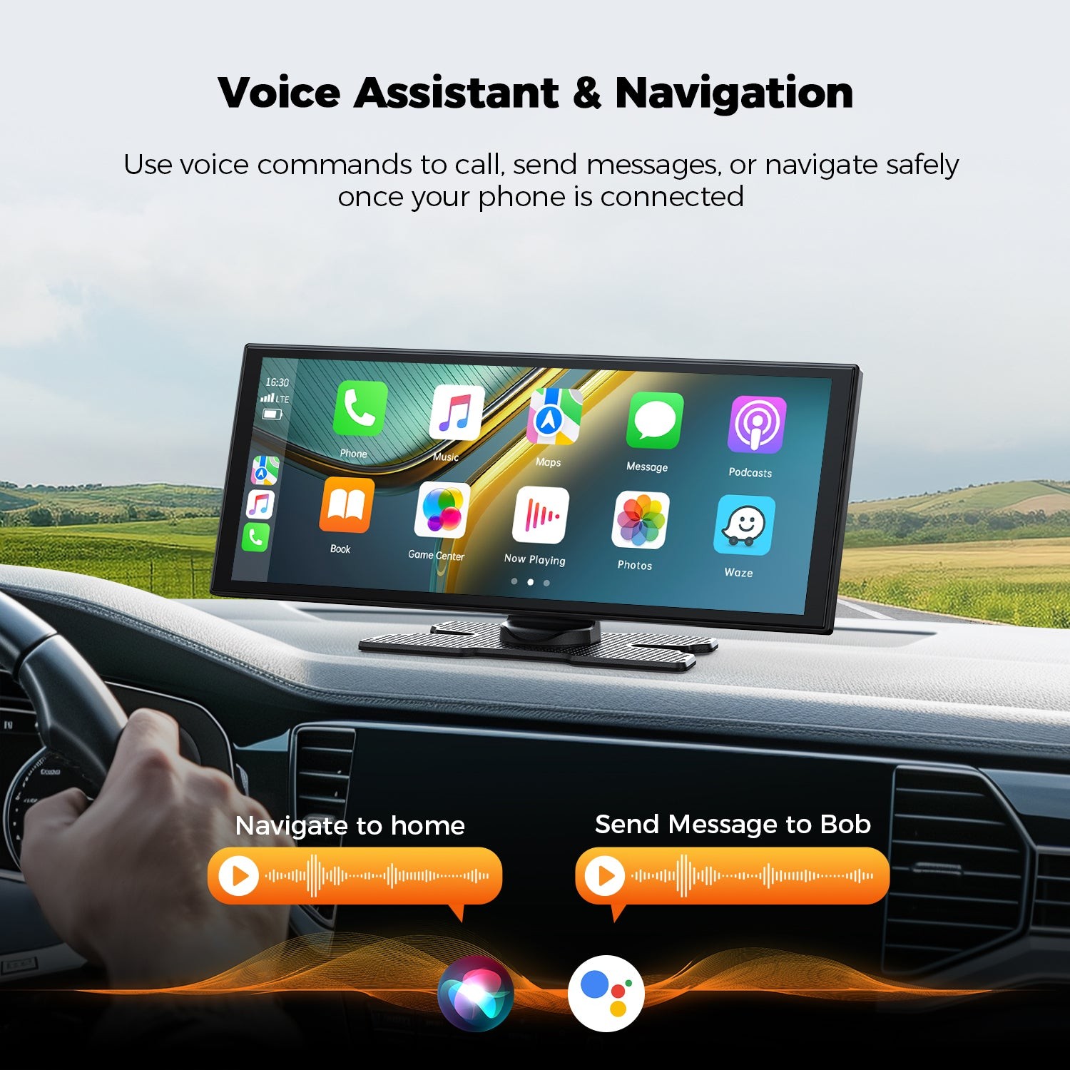 Portable 10.25″ Wireless Apple CarPlay Android Auto Reverse Cam Car Radio Stereo