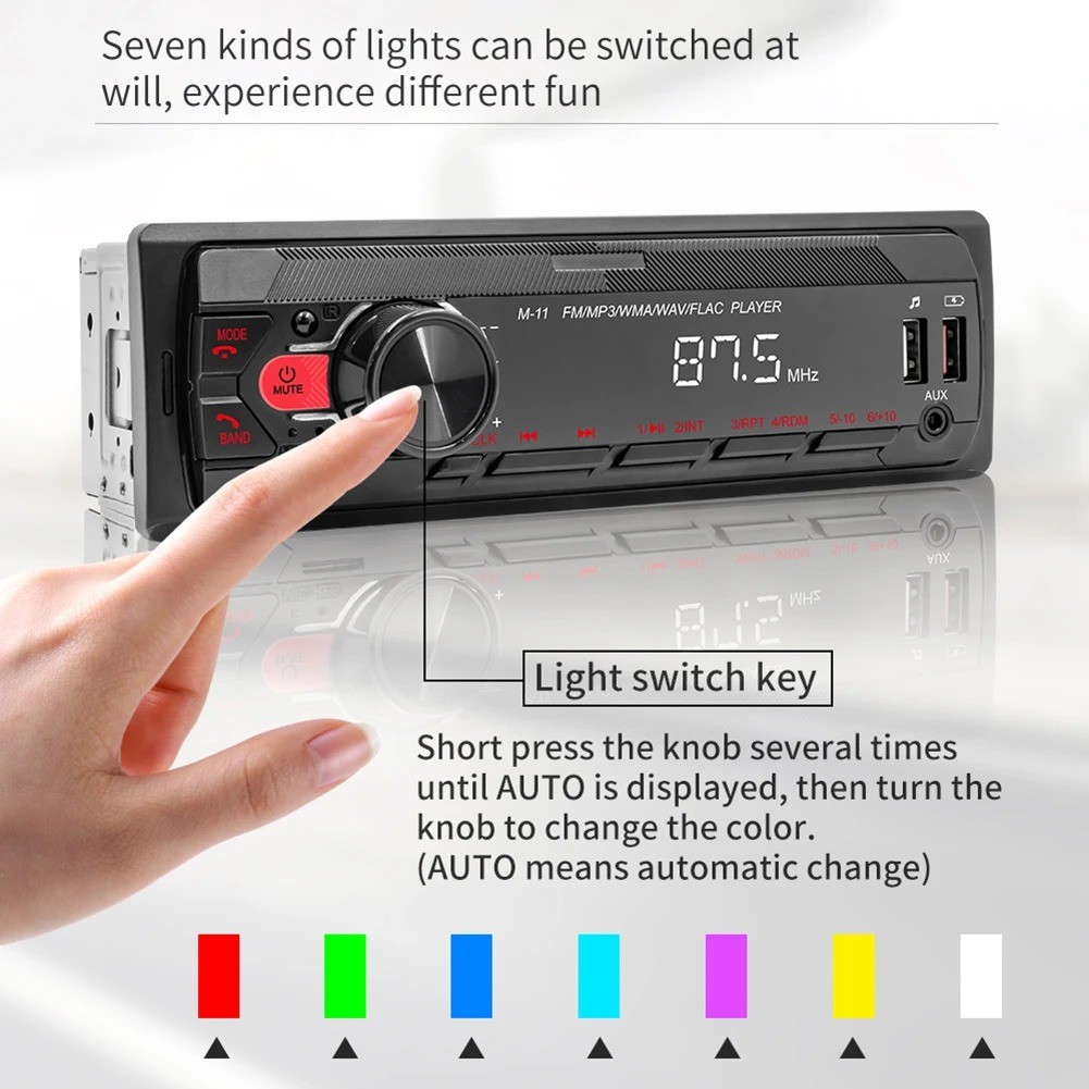 45W 1 Din Car Radio Audio Stereo MP3 Player Bluetooth USB/AUX/FM