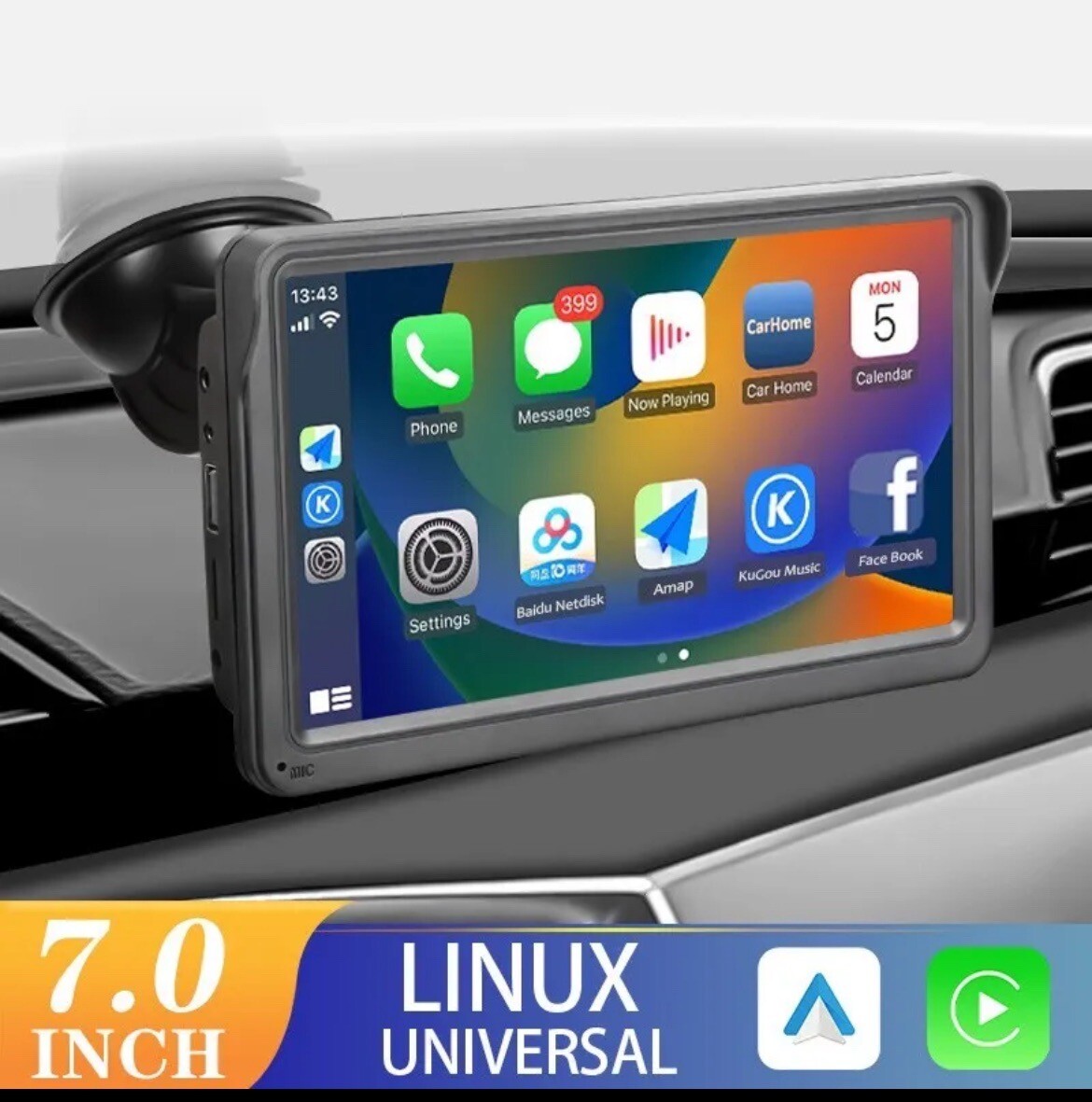 Hippcron CarPlay Android Auto Car Radio Multimedia Video Player 7inch Portable