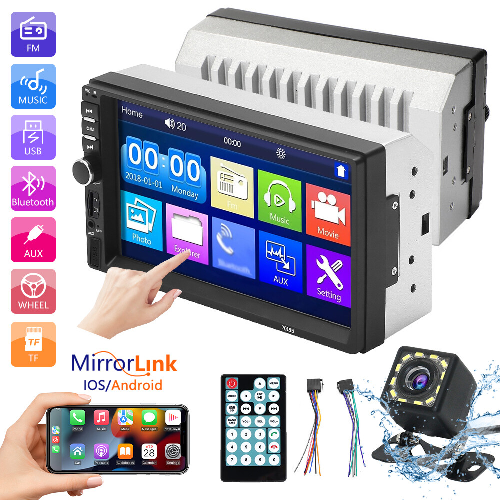 Radio Estereo De Pantalla Coche Carro Auto MP5 Tactil 2 DIN Bluetooth Con Camara