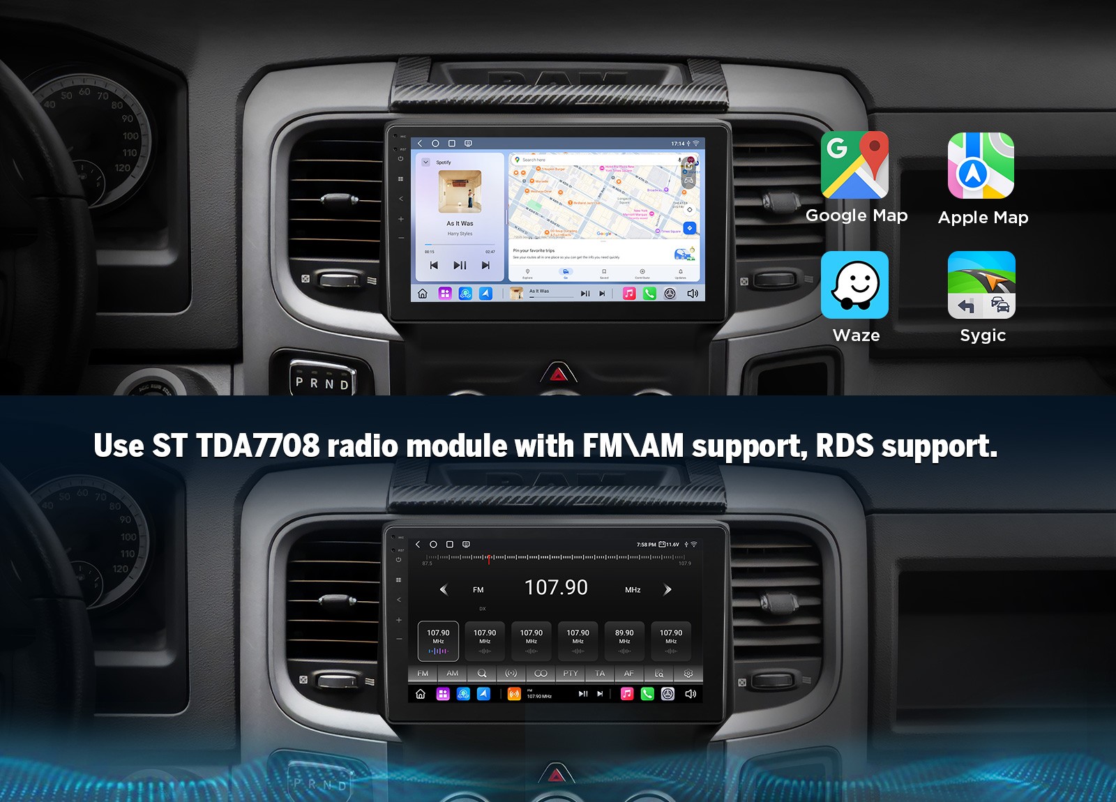For RAM 1500 Classic 2019-2024 QLED 9″Android 13 Car Radio CarPlay Bluetooth GPS
