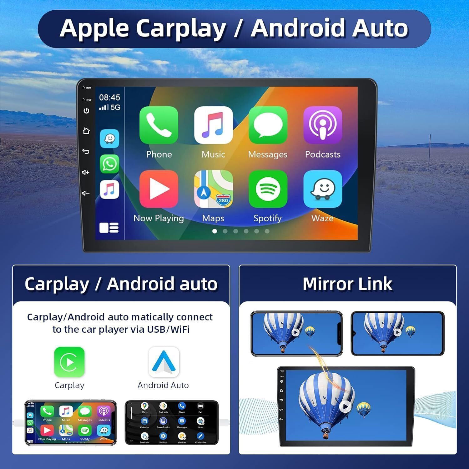 For 2016-2024 Ram Tradesman Warlock Apple CarPlay Radio Android 13 GPS FM Stereo