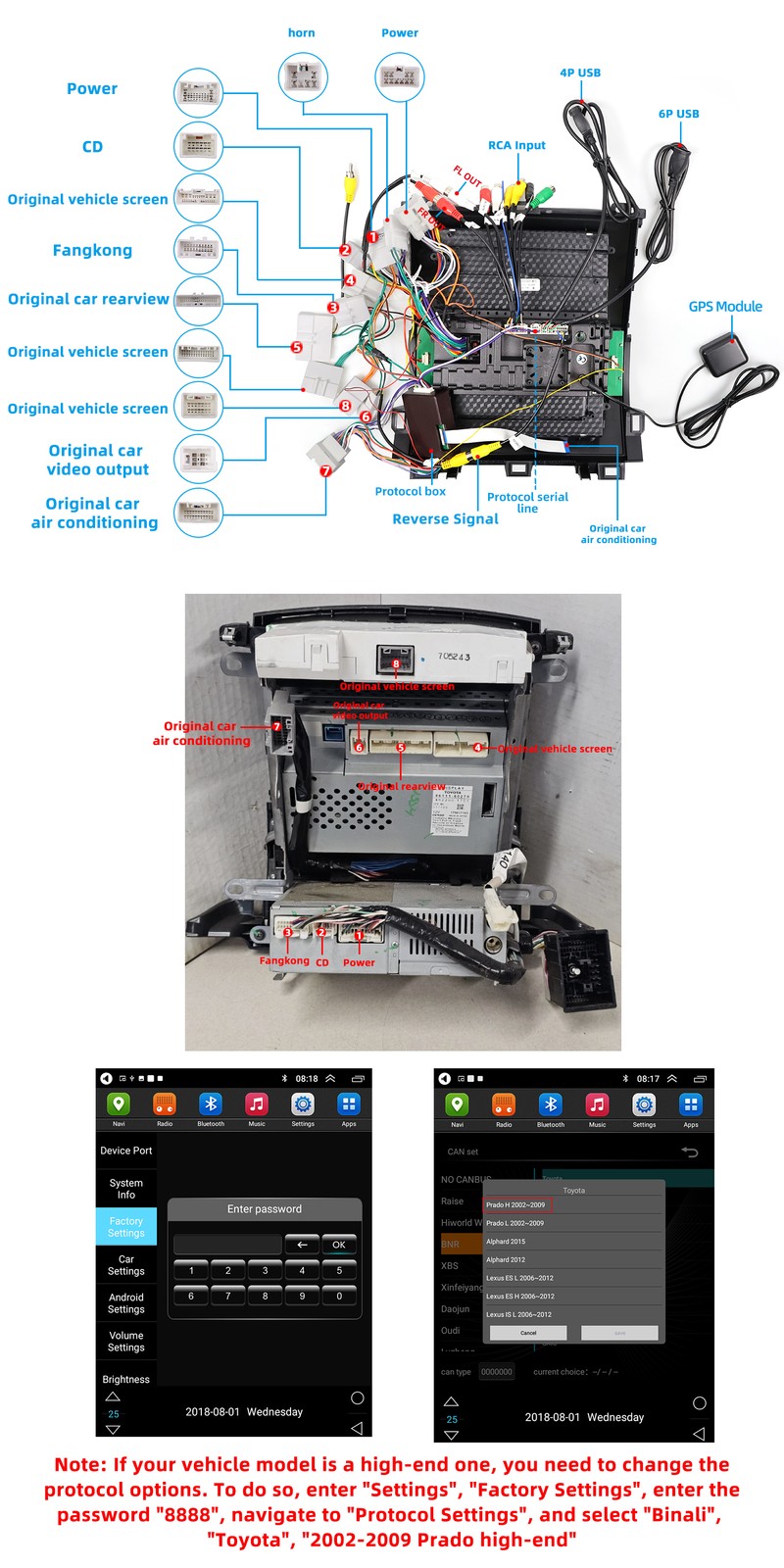 For Lexus GX470 2002-2009 Toyota Prado Car GPS Stereo Radio CarPlay Android 13