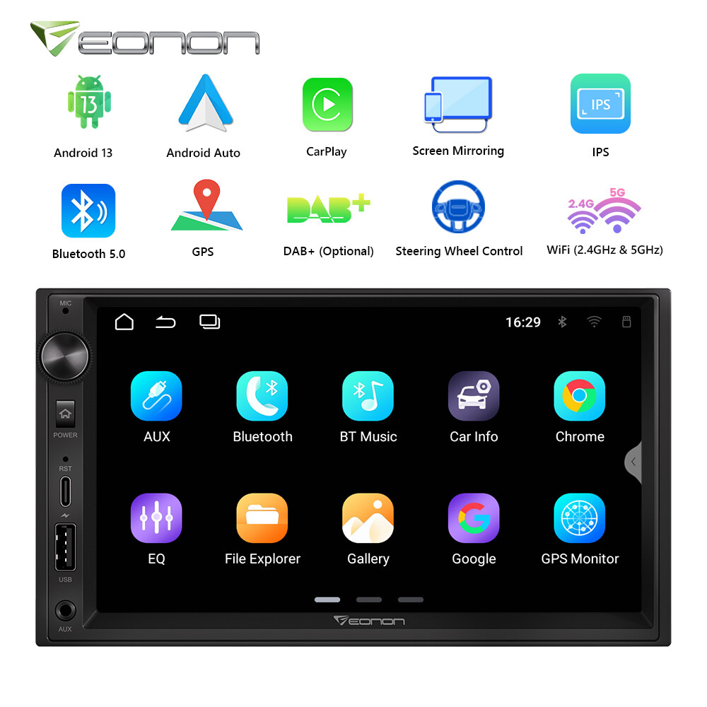 Eonon 7″ Android 13 Double 2 Din Car Stereo Radio CarPlay Touch Screen GPS Navi