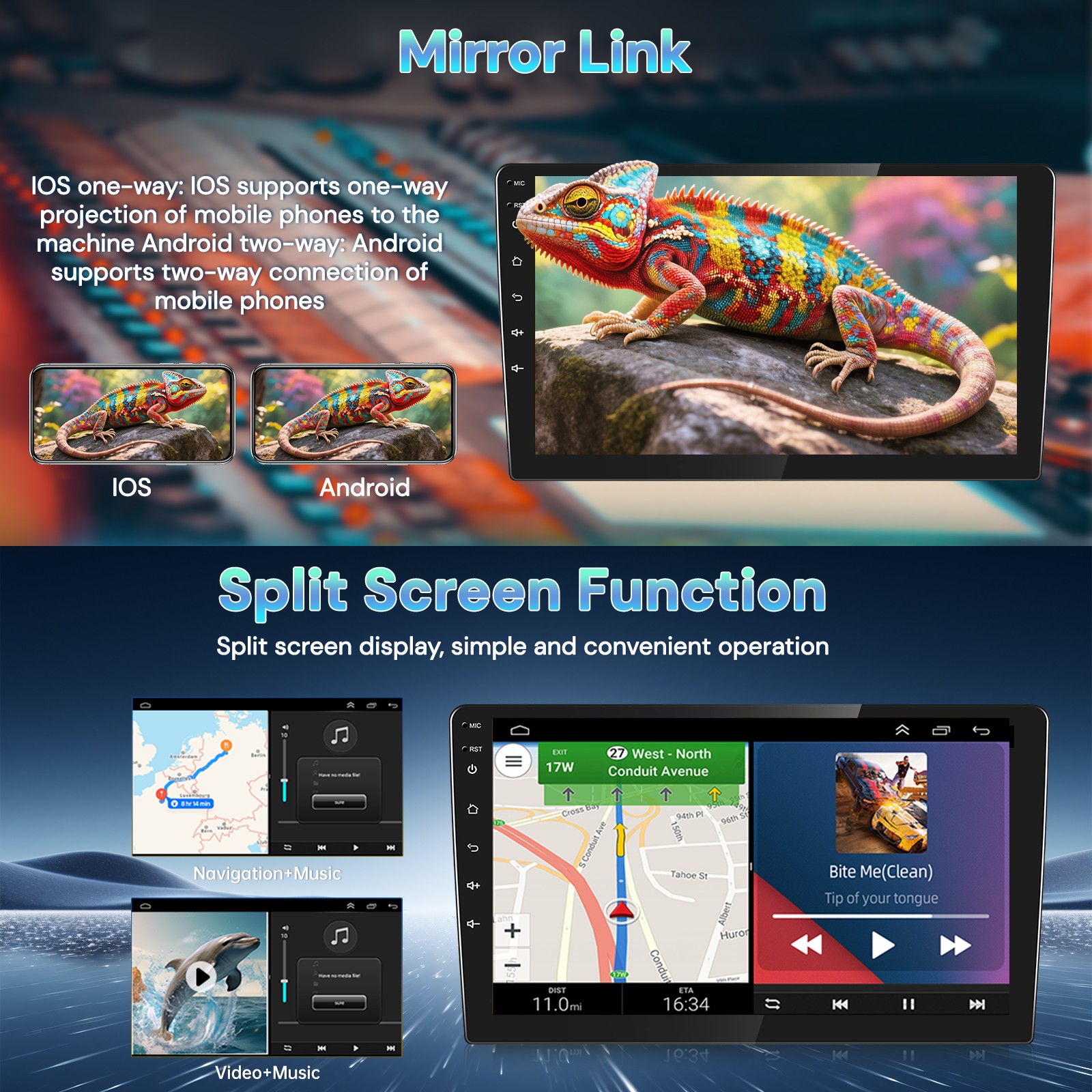 64G Car Stereo Radio For Honda Civic 2016-2020 Carplay Android15 FM/RDS Sat Navi