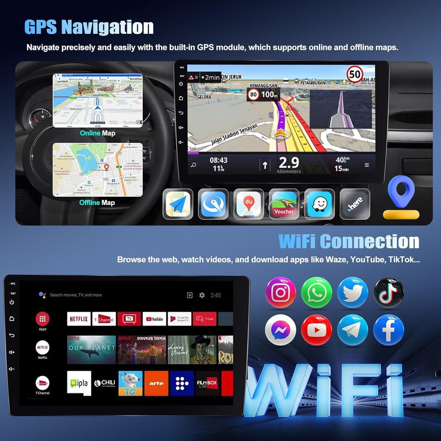 SIXTOP 4G+64G Android Car Stereo for Hyundai Elantra 2019 2020 Wireless CarPl…