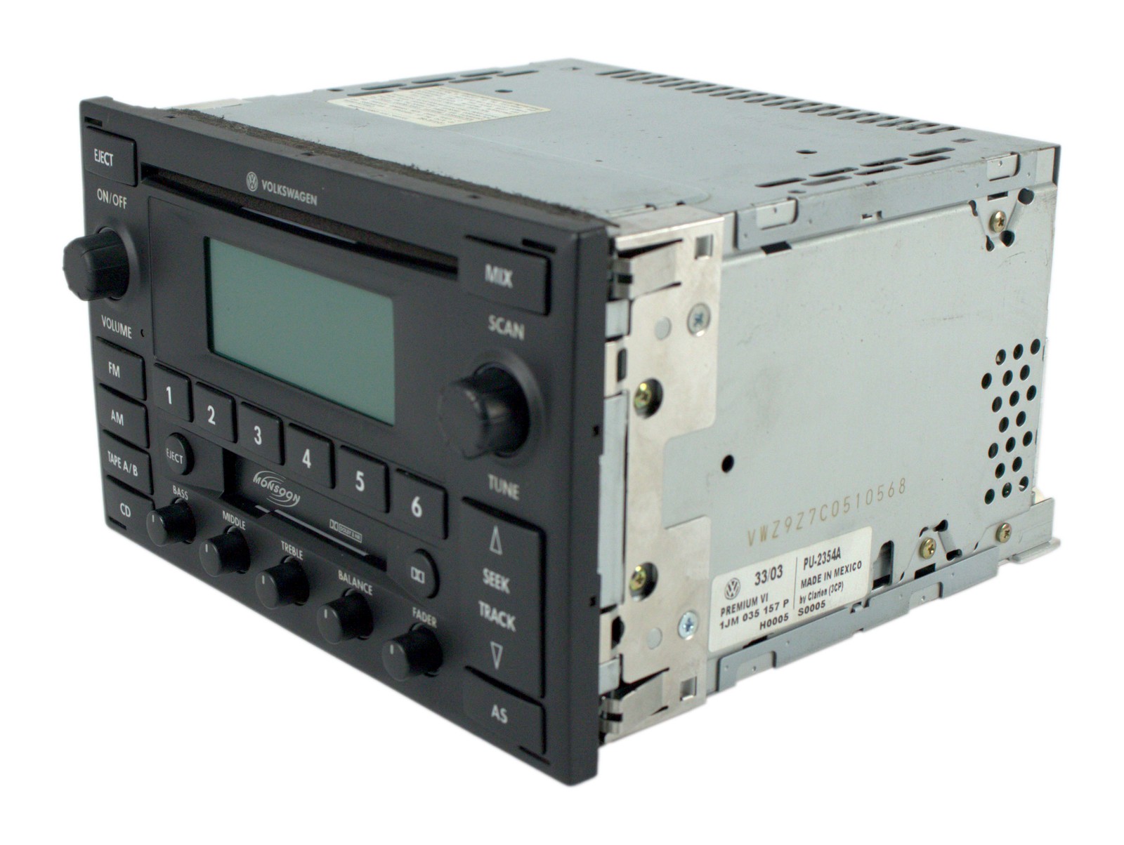 2004-09 Volkswagen Golf Jetta AM FM Radio CD Cassette Player EQ Tuner 1JM035157P