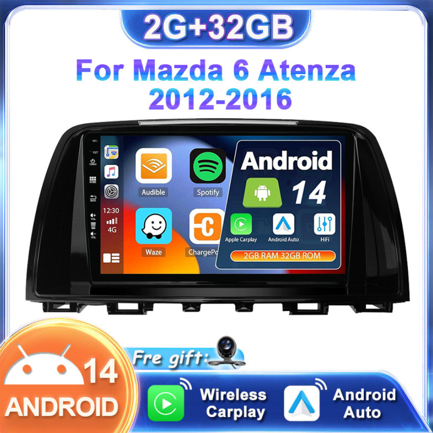 Android 14 Car Play Car Stereo Radio For Mazda 6 Atenza 2012-16 GPS NAVI DAB+DSP