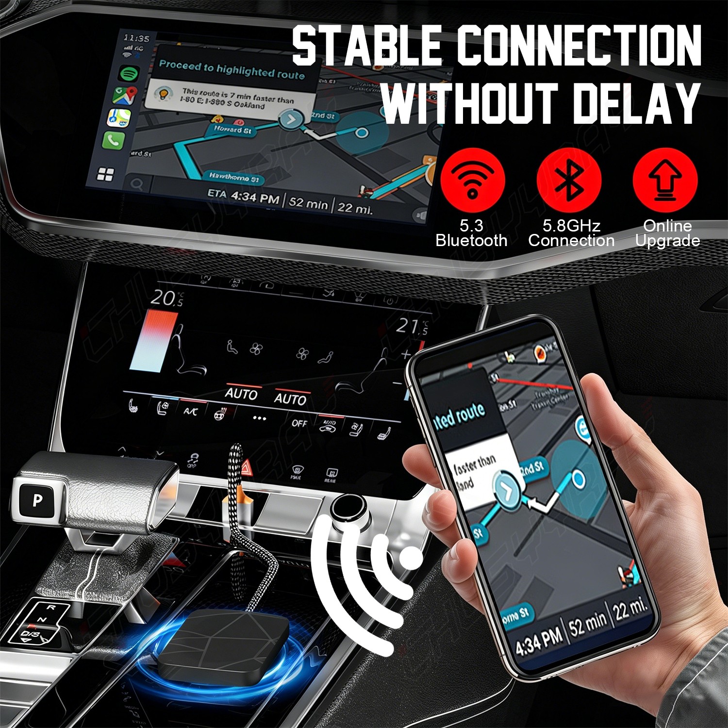 Mini Wireless Carplay Dongle Android Auto Adapter USB Car Connect Box Adapter