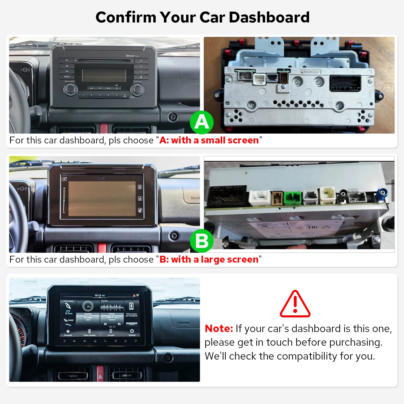 9.5″ QLED Touch Screen Head Unit for 2018-2024 Suzuki Jimny Support 360 Cameras