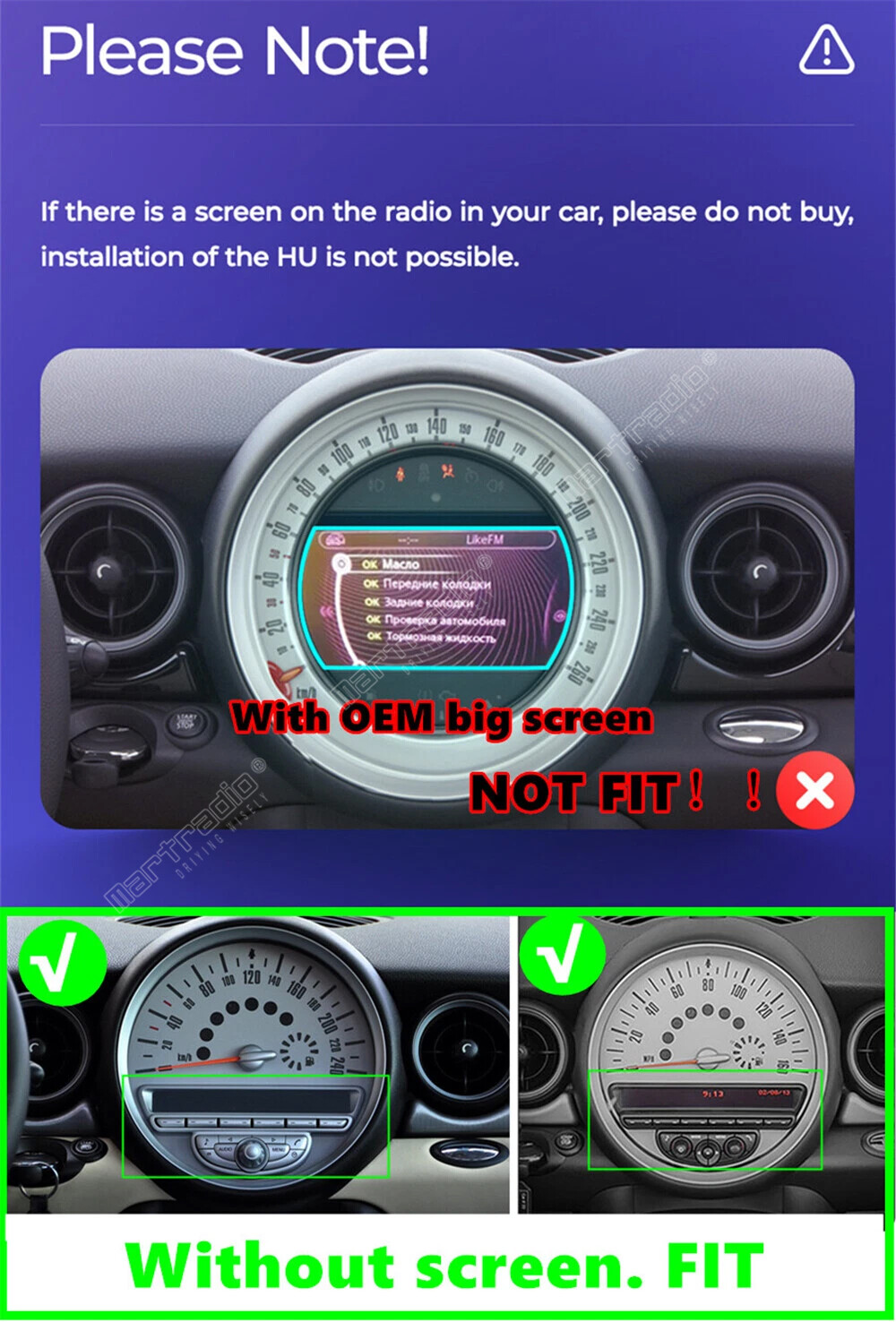 9” w/Carplay Android Car Stereo Radio GPS For BMW Mini Cooper R56 R60 2007-2013