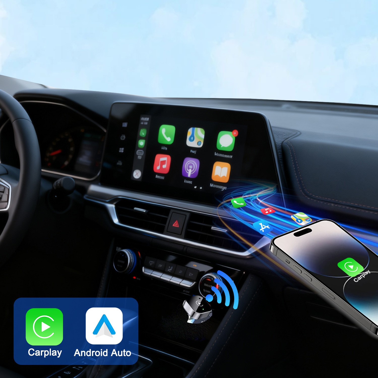 2025 Wireless CarPlay Adapter For iPhone Apple Wireless Dongle Plug ＆ Play