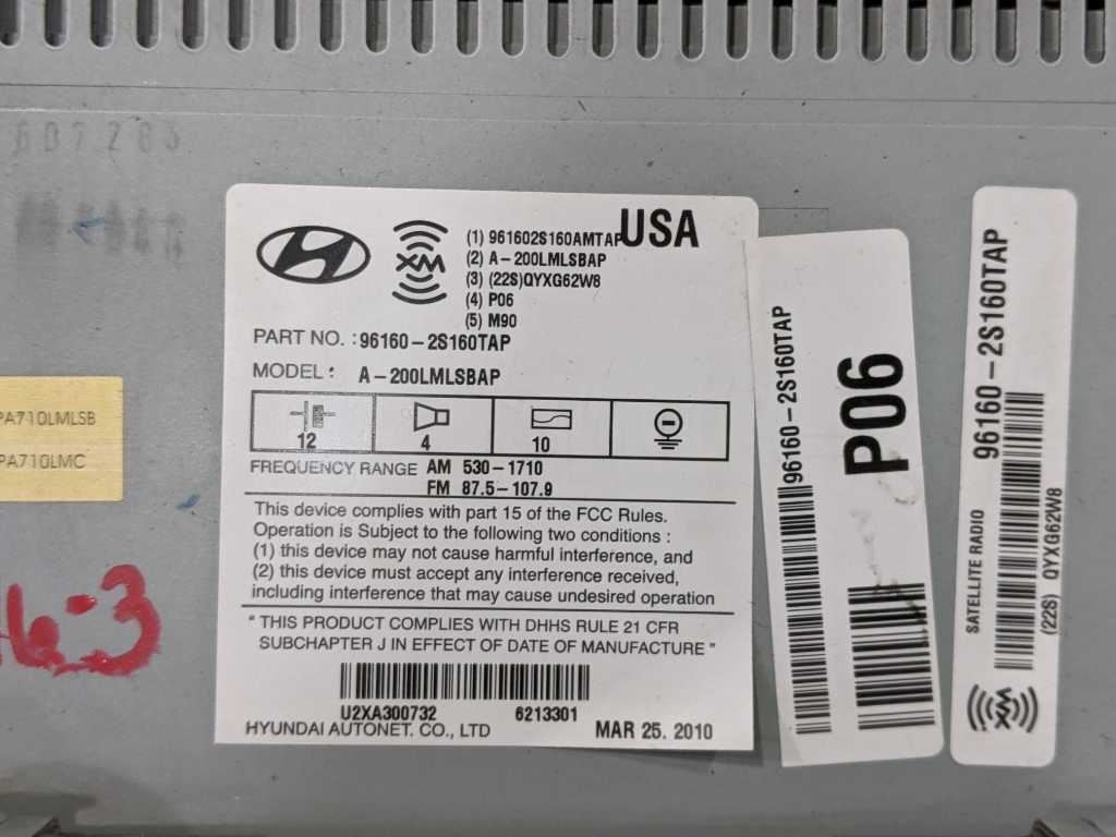 10 11 12 13 TUCSON FACTORY RADIO AM FM CD MP3 W/O NAVIGATION OEM 3846-3