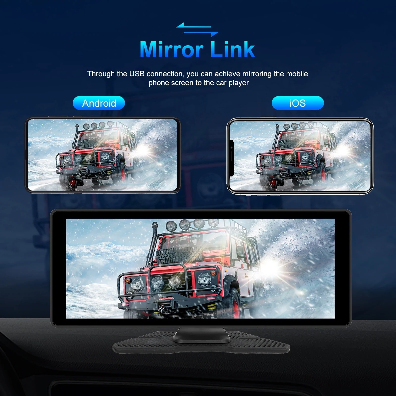 “Podofo 10.26” Wireless CarPlay Android Auto MP5 Portable Smart Player AirPlay