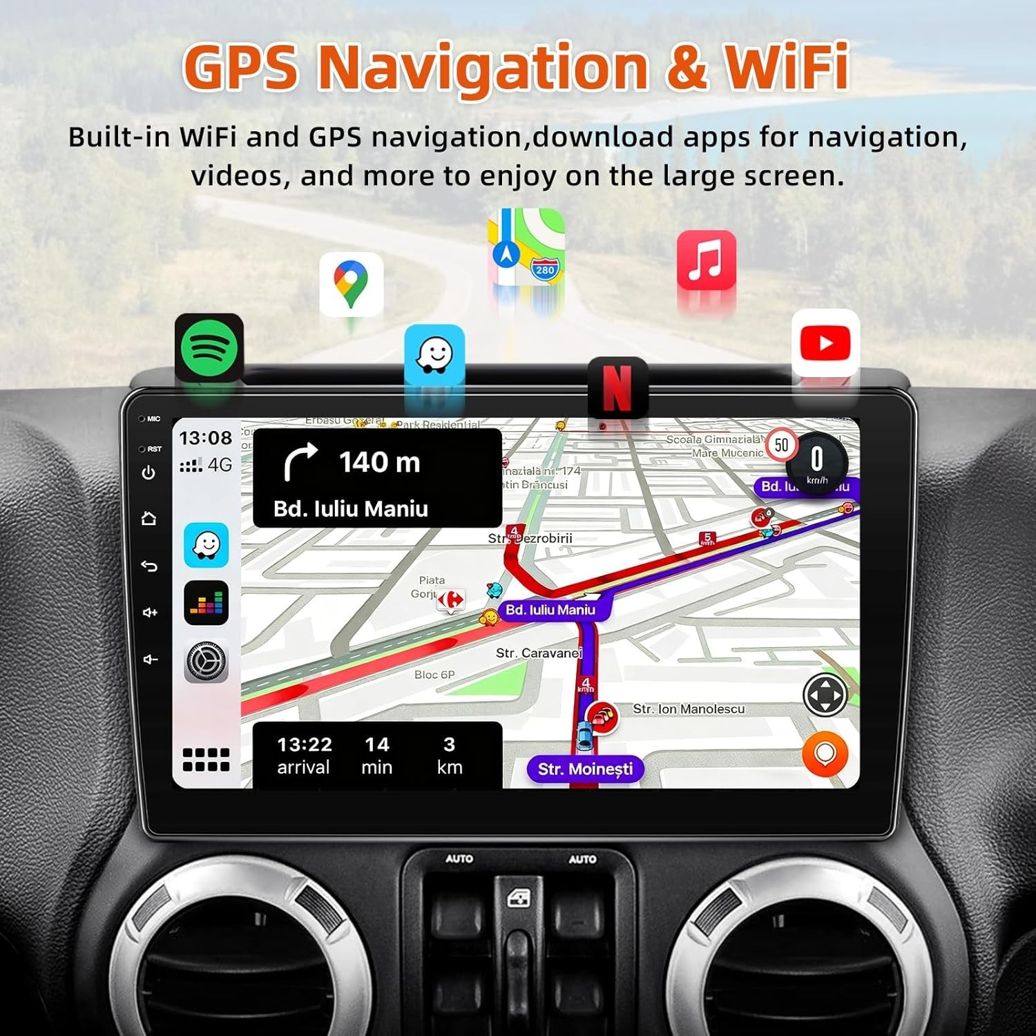 Car Radio Stereo for Jeep Wrangler JK 2007-2018,2G+64G 10inch