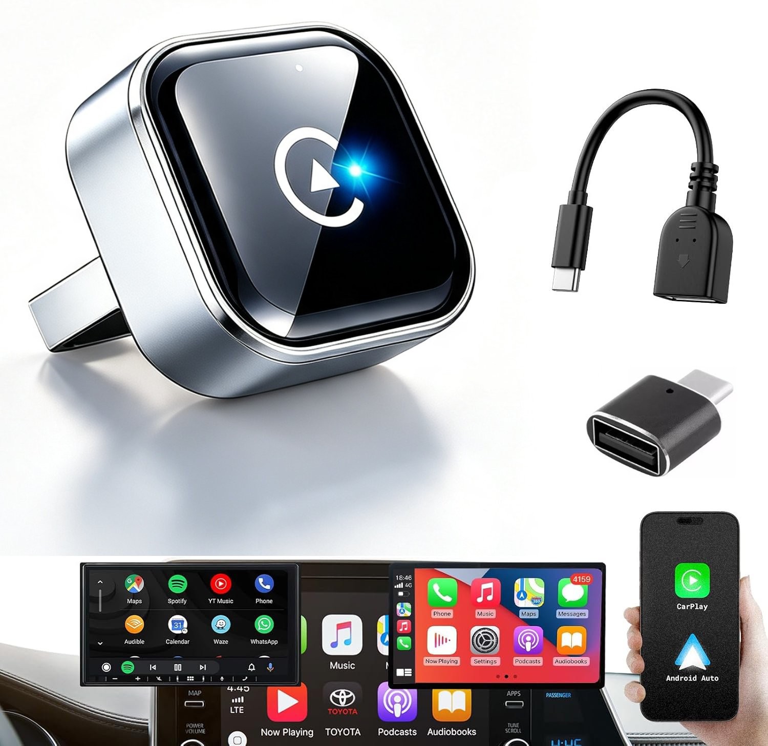 Wireless CarPlay Adapter for Apple Android for Chevy Silverado 1500 2017-2021