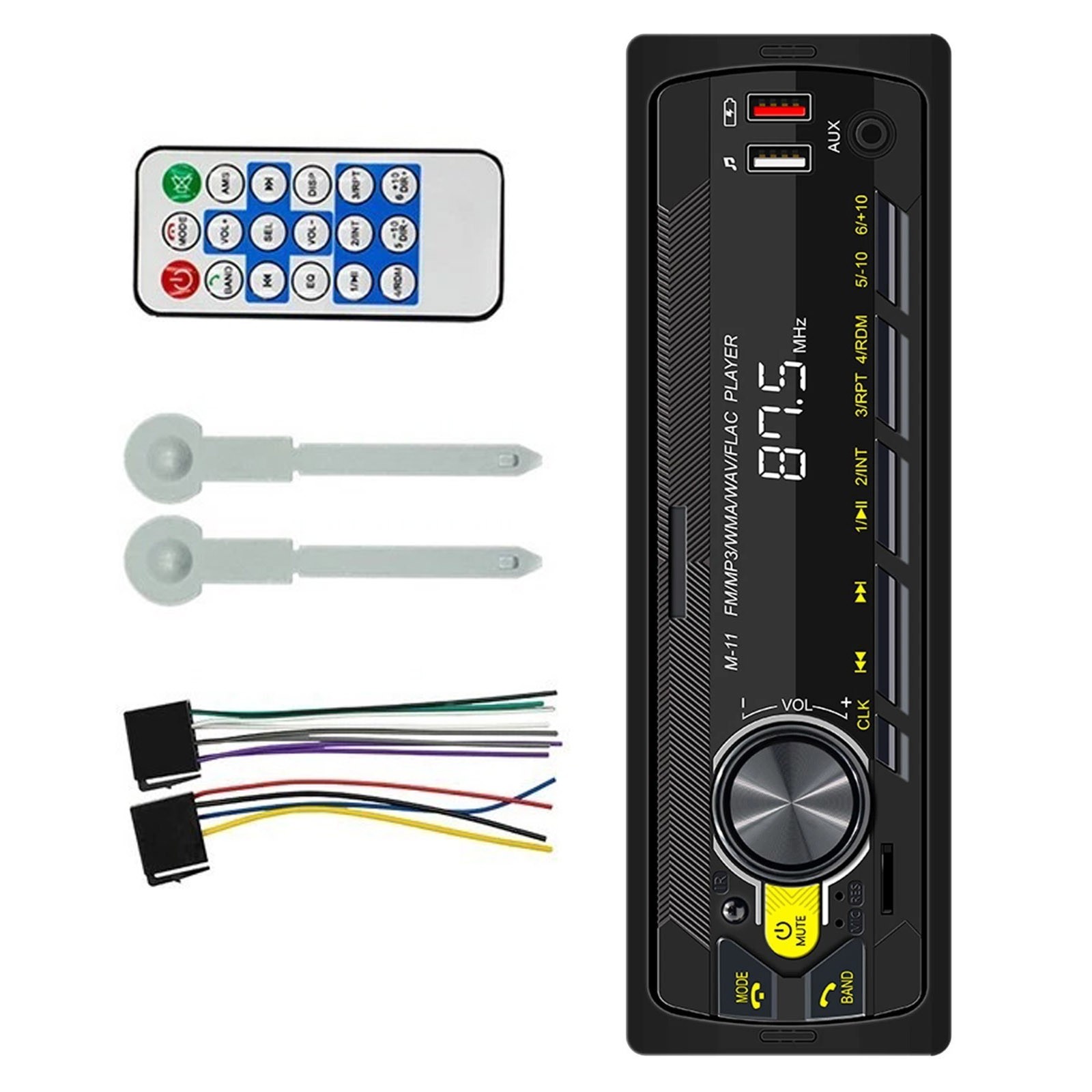 Single Din Car Audio Bluetooth FM Radio USB AUX MP3 Player Voice Assistant Unit