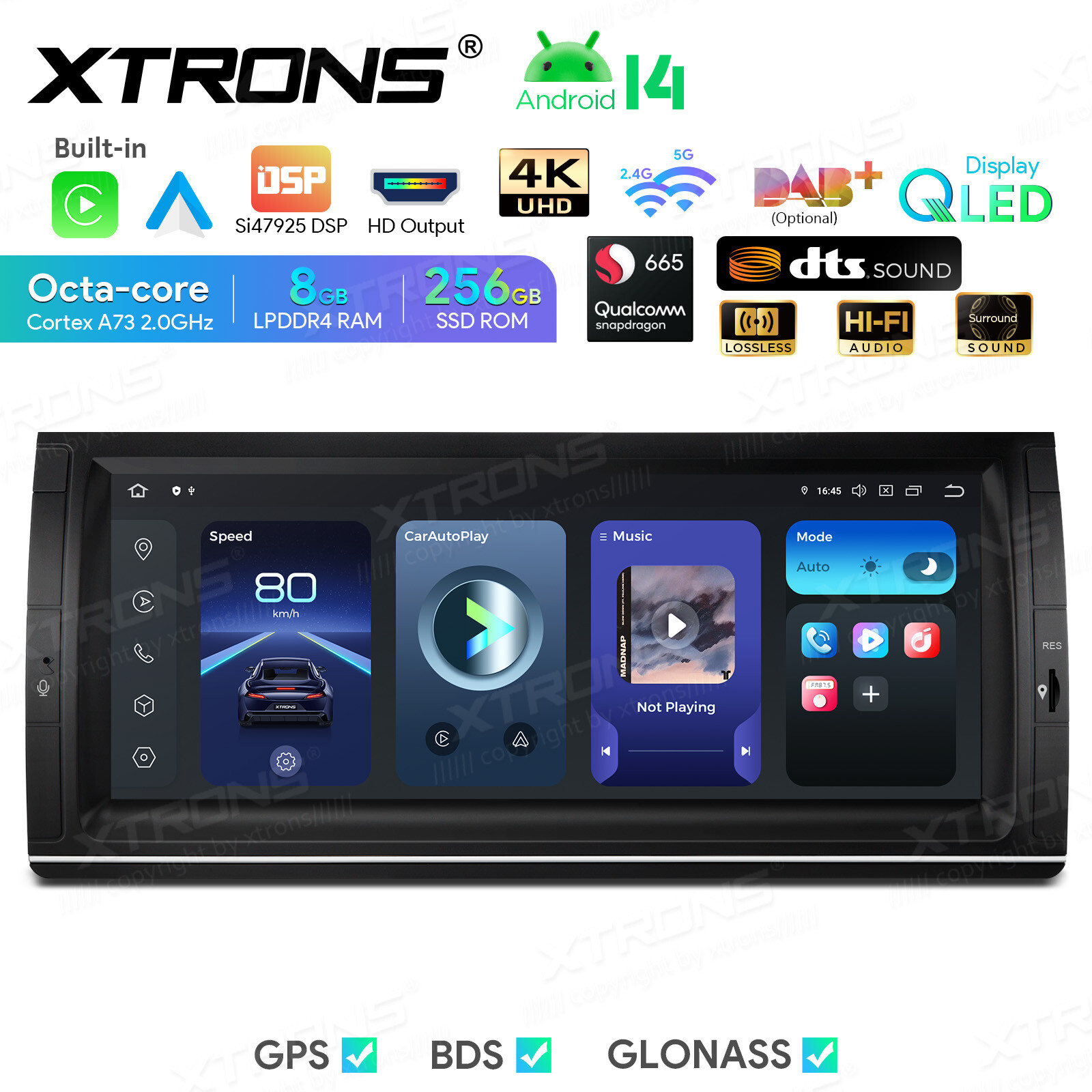 10.25″ QLED Android 14 8-Core 8+256GB Car Stereo Radio GPS For BMW X5 E53 DTS 4K