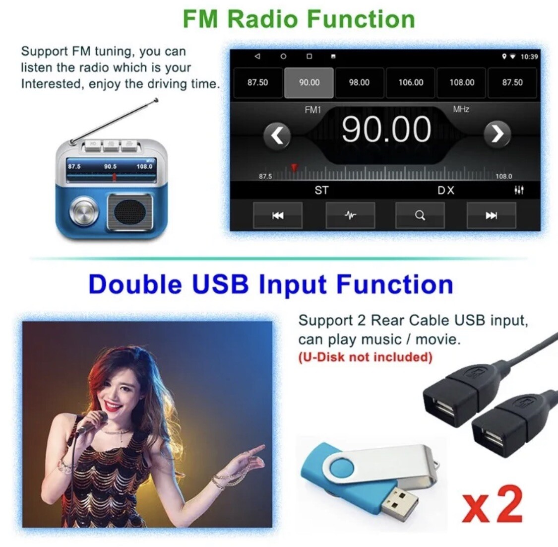 9 Inch Android 2 DIN Car Radio GPS Multimedia Player Support Carplay Univer P5V5