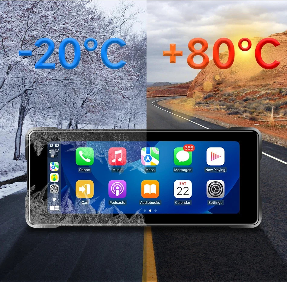 Portable 6.86 inch Motorcycle DVR GPS Navigation 2K Camera Wireless Android