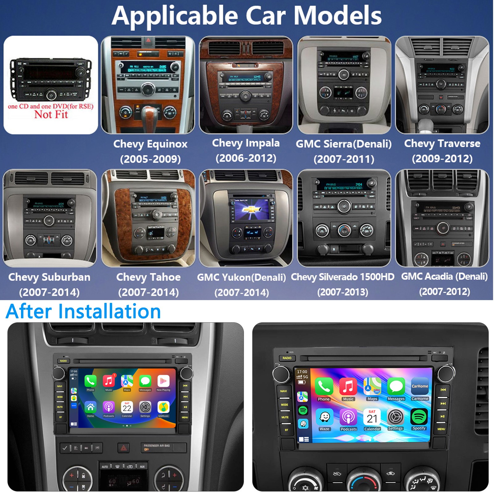 Apple CarPlay For Chevrolet GMC Chevy 2007-2013 Android 15 Car Radio Stereo GPS