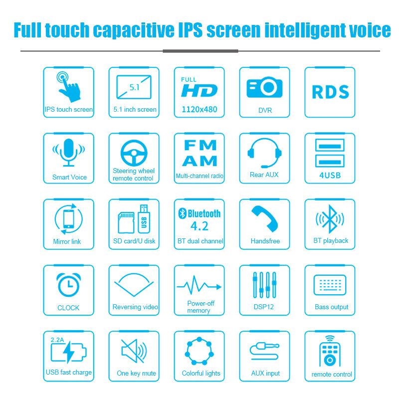 5.5″ wince Single1 Din Car Radio Stereo Carplay BT Andriod Auto IPS Touchscreen
